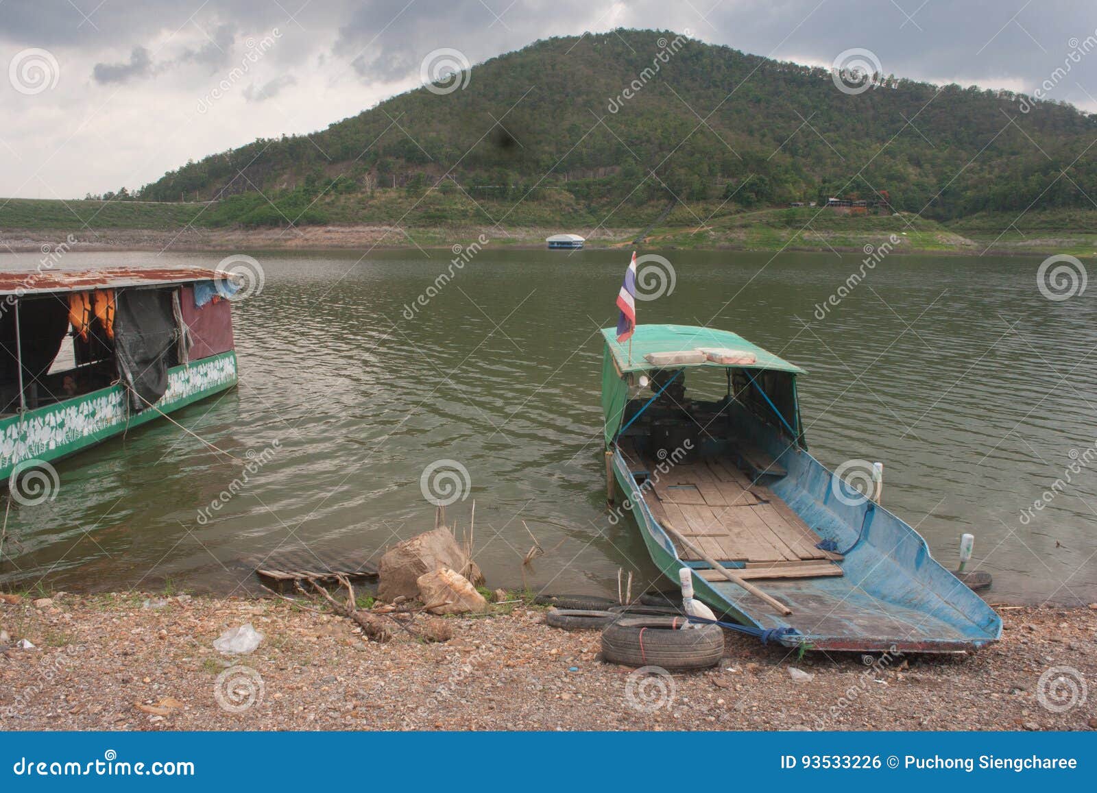old boat in thailand after raining