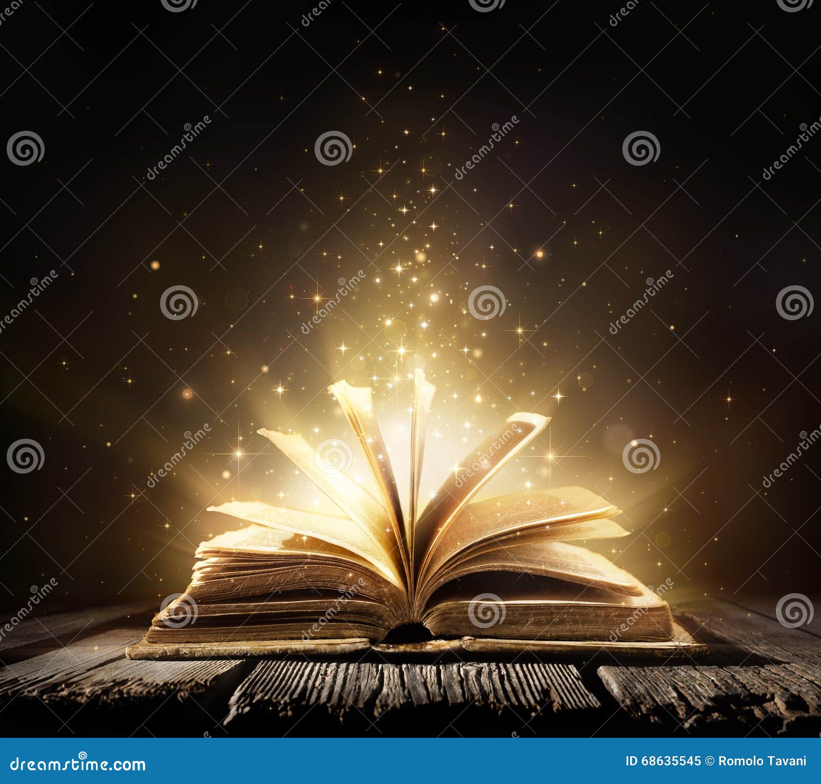old book with magic lights