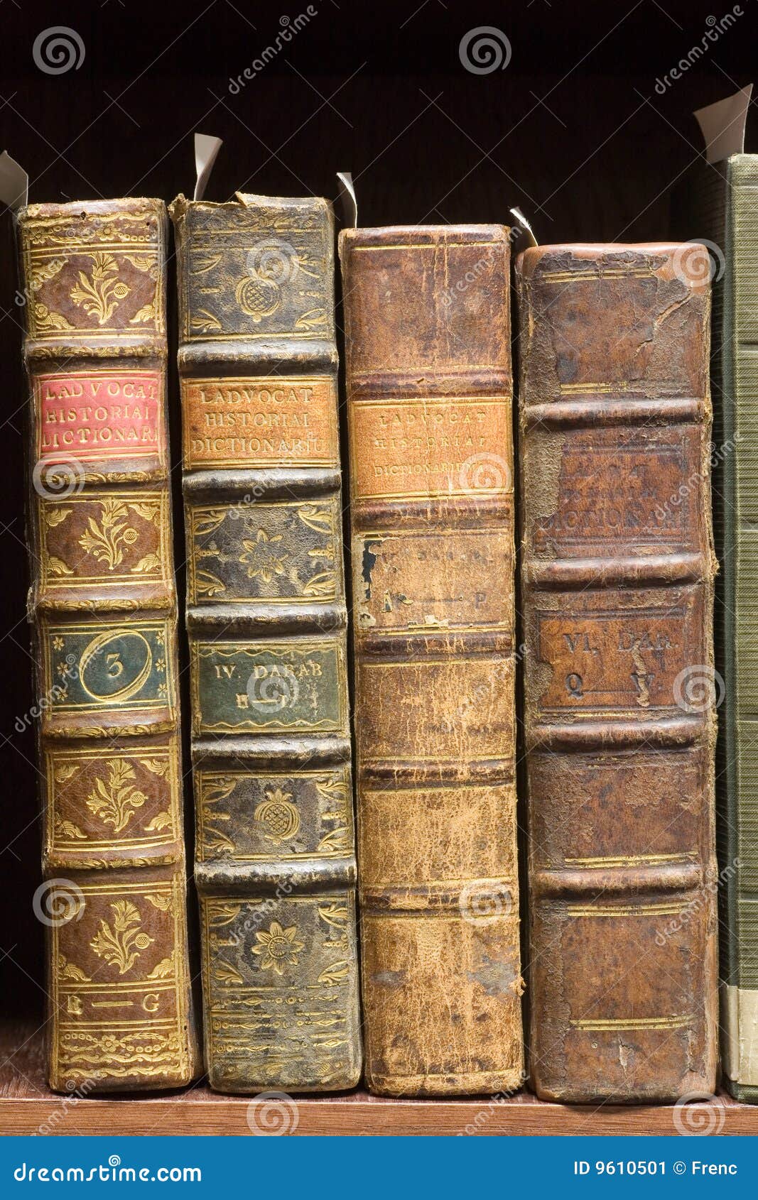 Old books on the shelf stock image. Image of cover ...