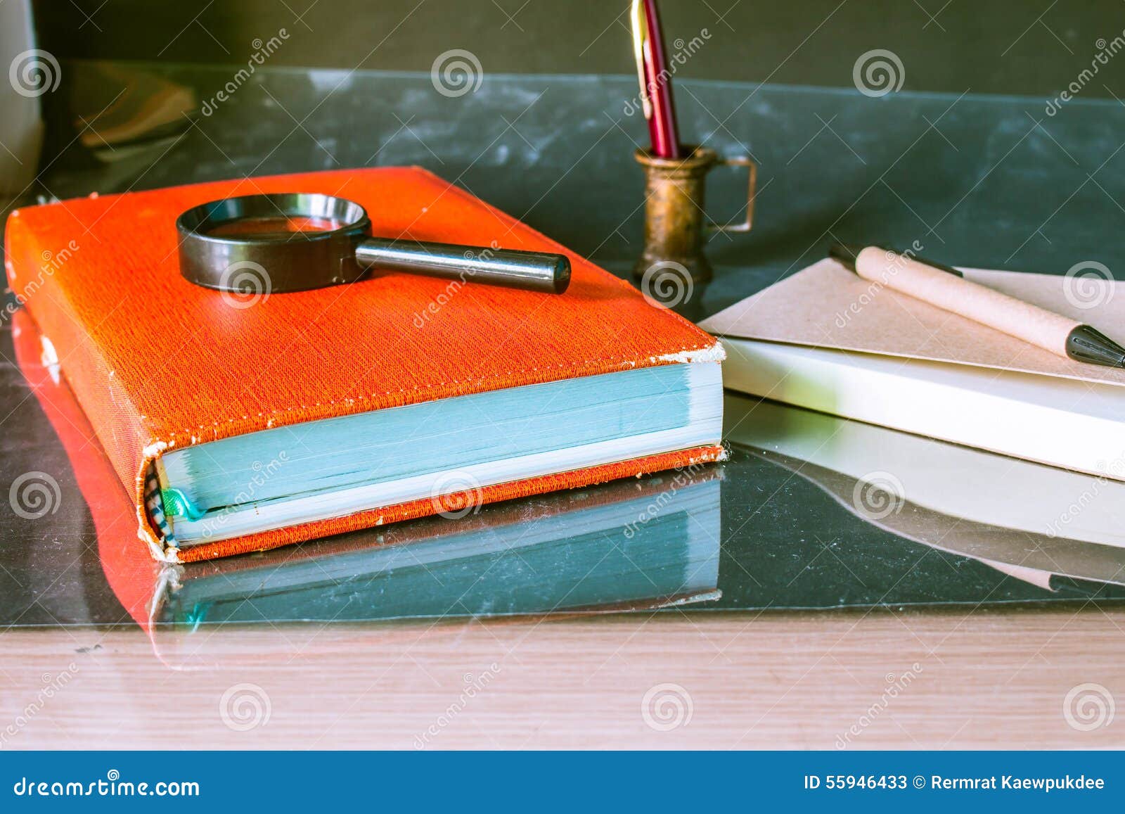 Old books and stationery stock image. Image of pencil 55946433