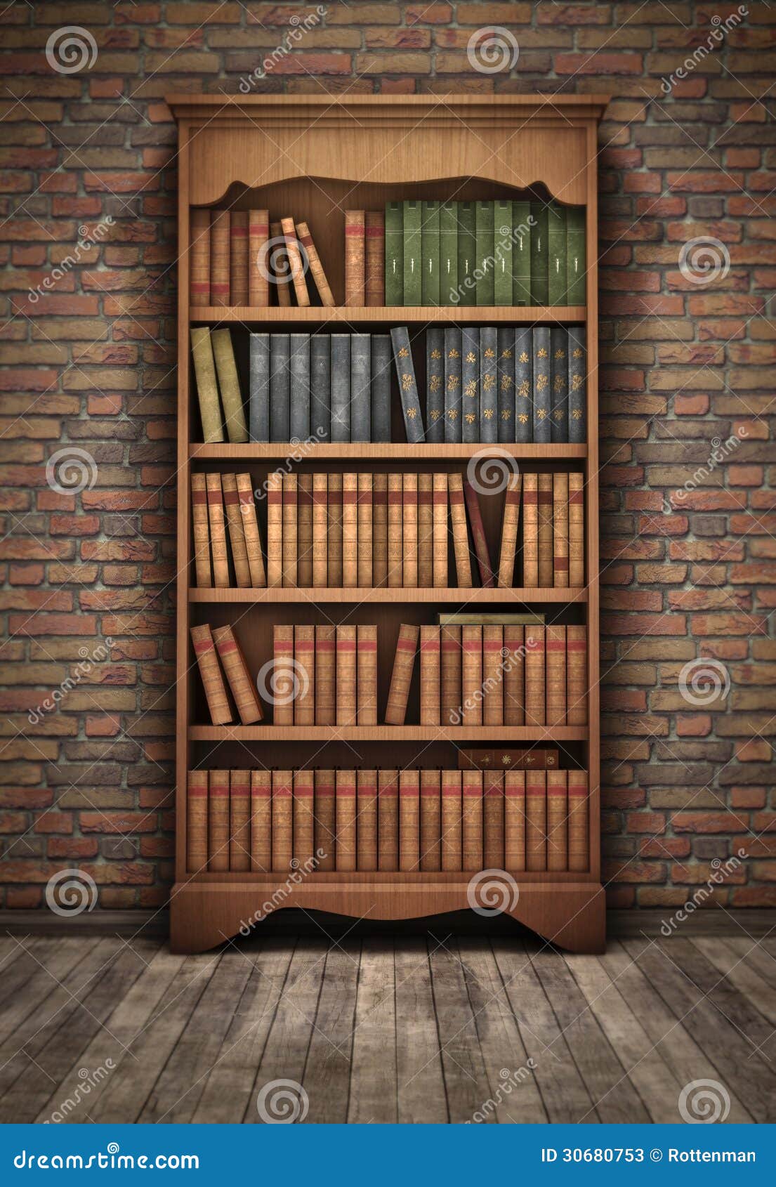 Old Bookshelf In Room Stock Illustration Illustration Of