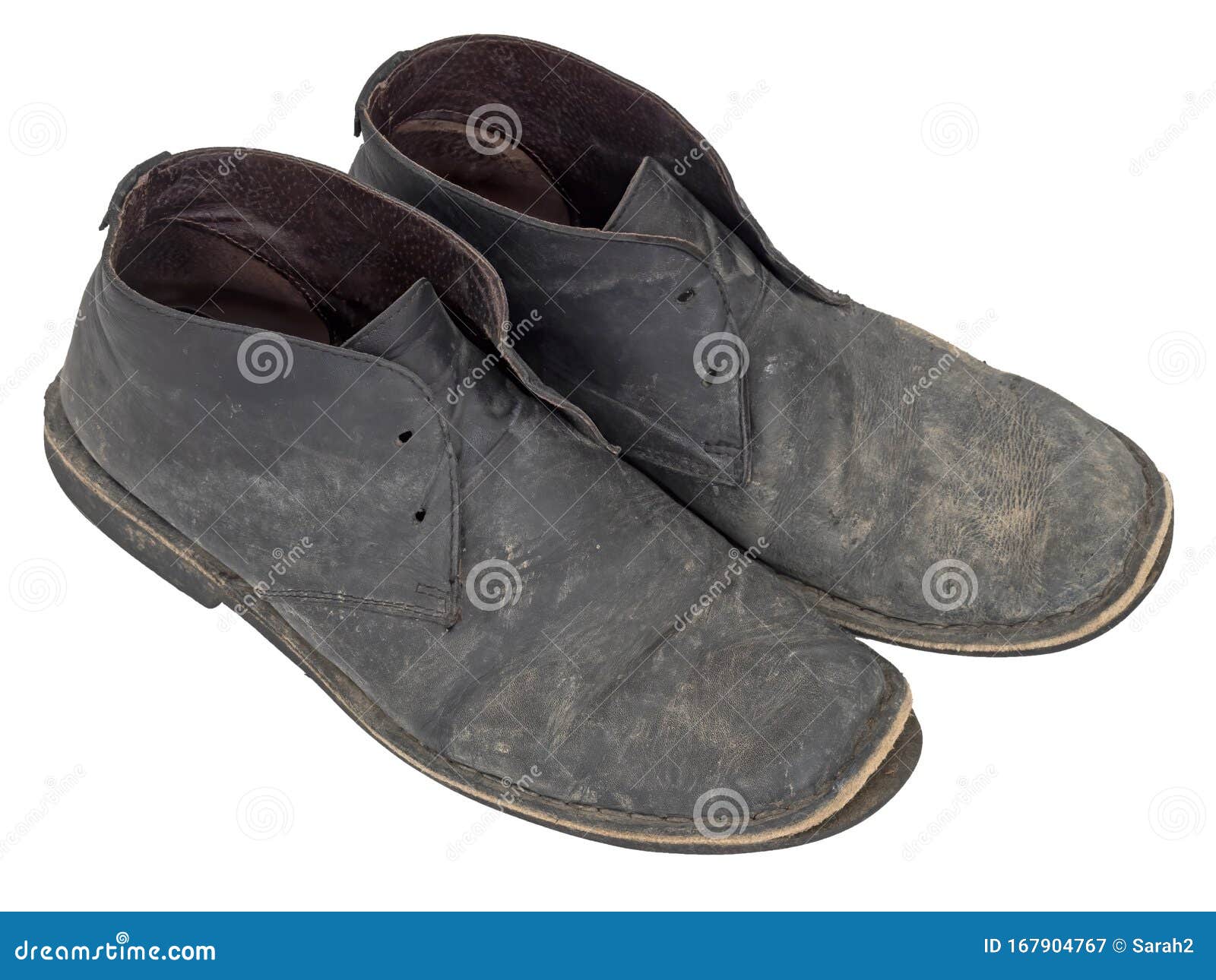Old Boots, Shoes, One Losing Its Sole. Isolated on White Background ...