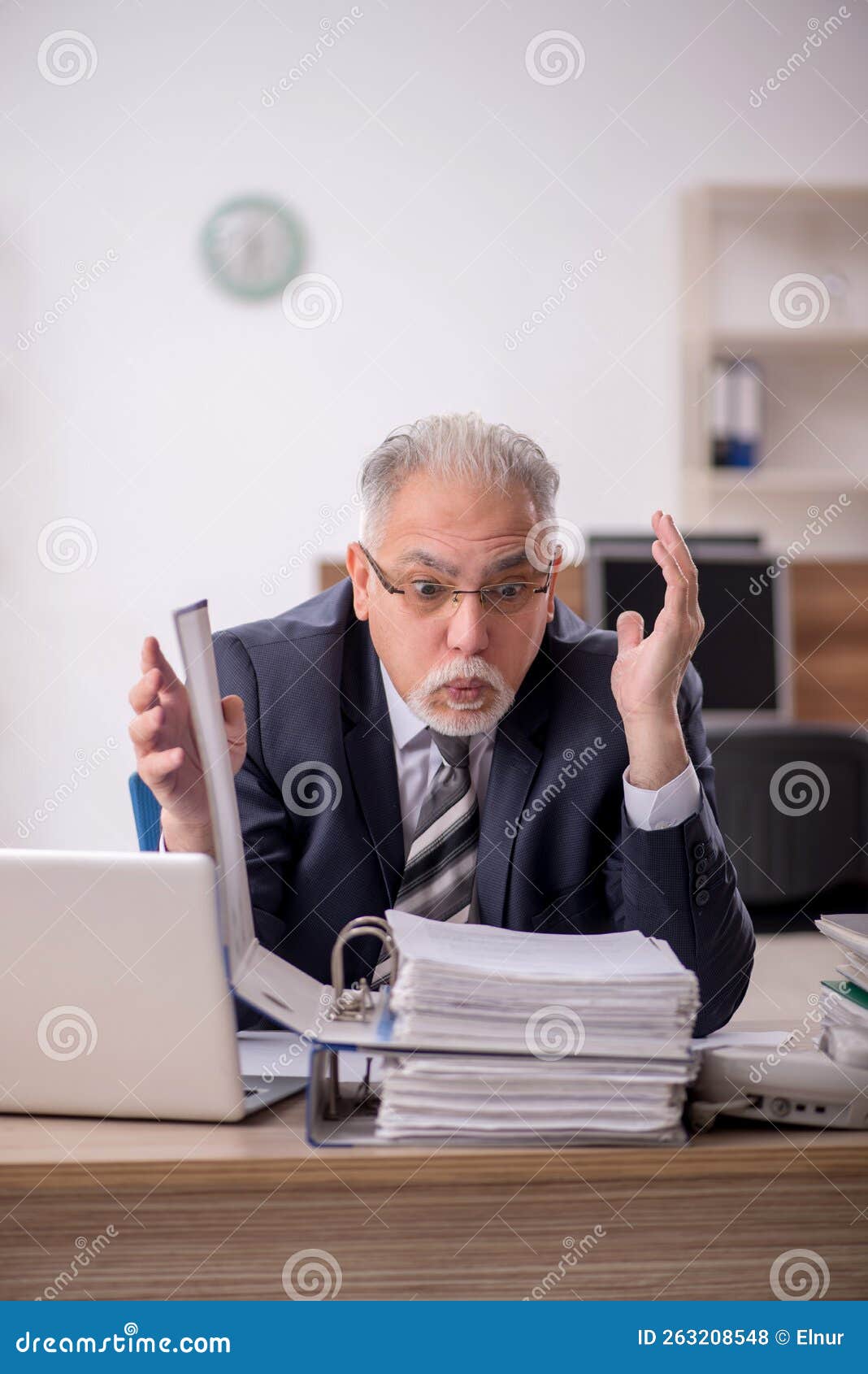 Old Male Boss Employee Working in the Office Stock Photo Image of