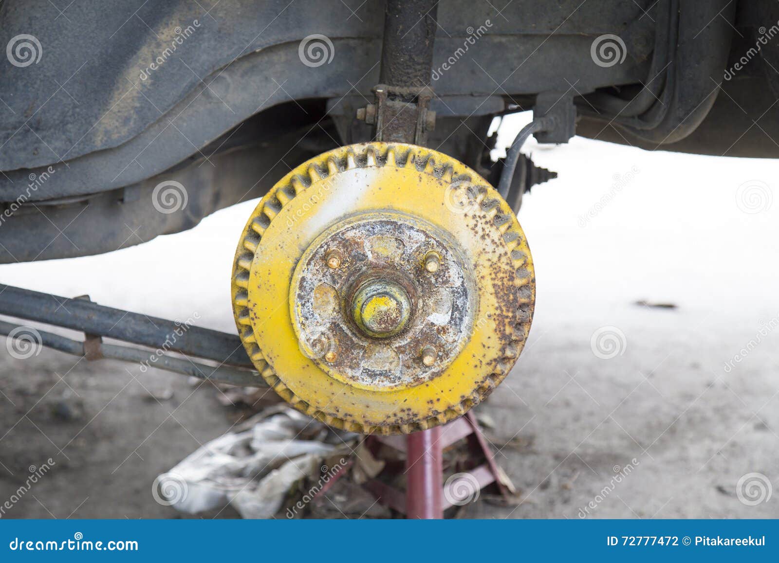 Old Brake Disc Useless with Rusty without Tire. Stock Photo Image of