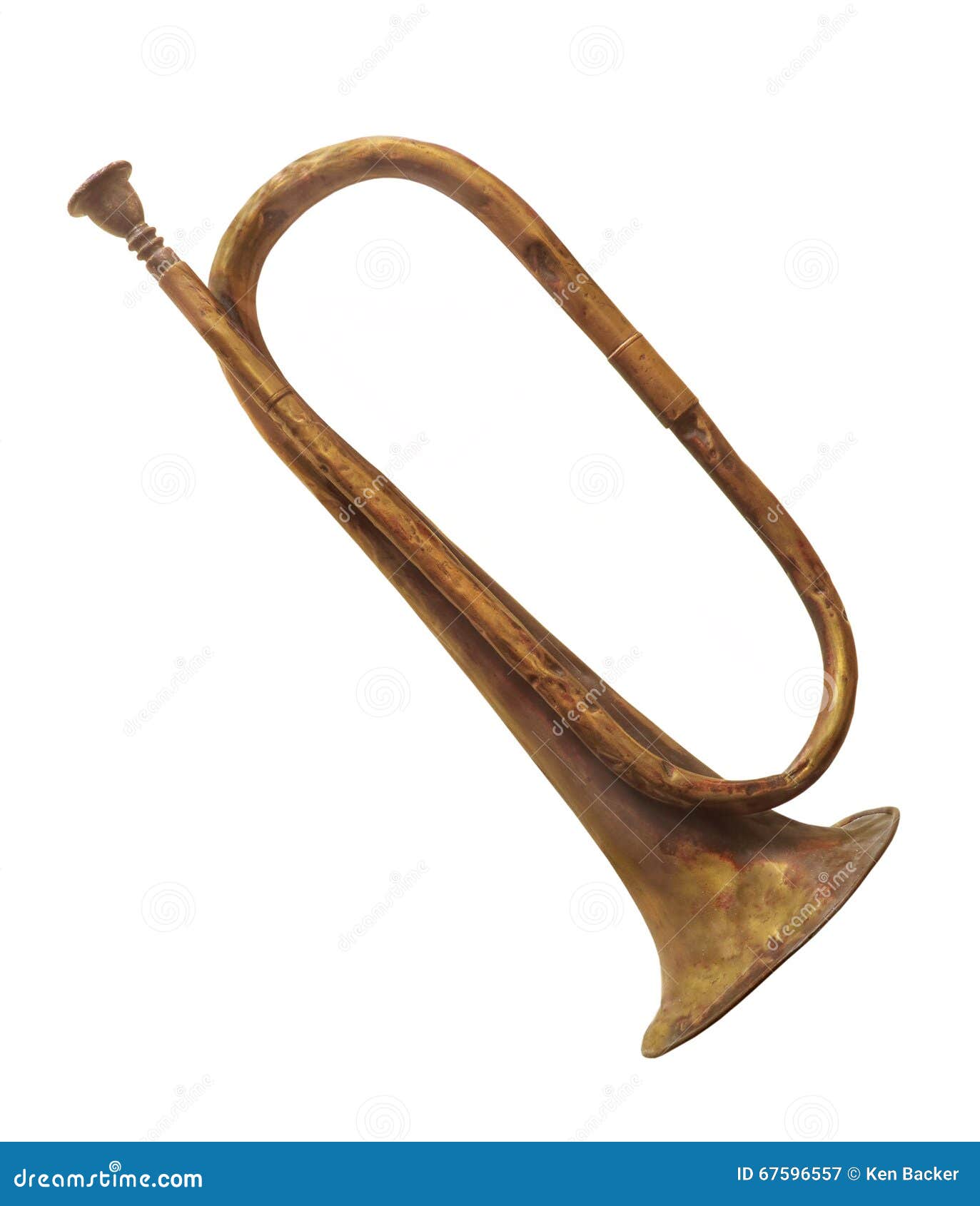 Old brass bugle isolated. stock image. Image of instrument - 67596557