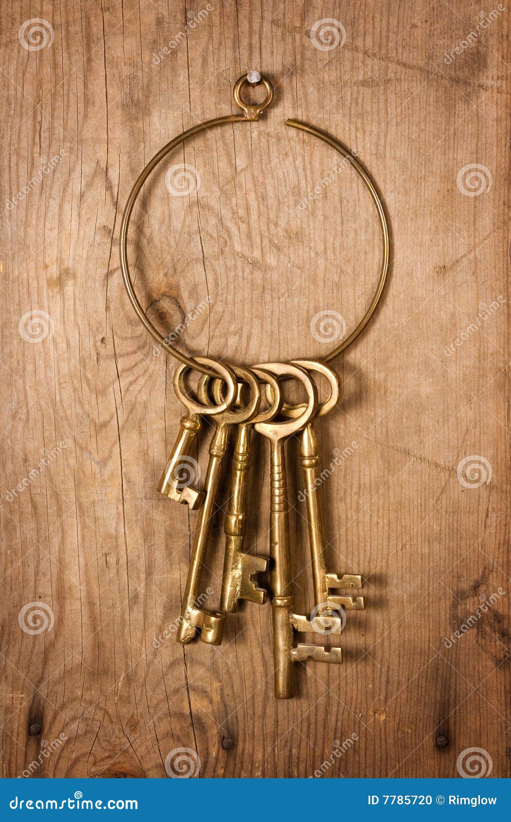 Old Brass Keys stock photo. Image of metal, wood, nails 7785720