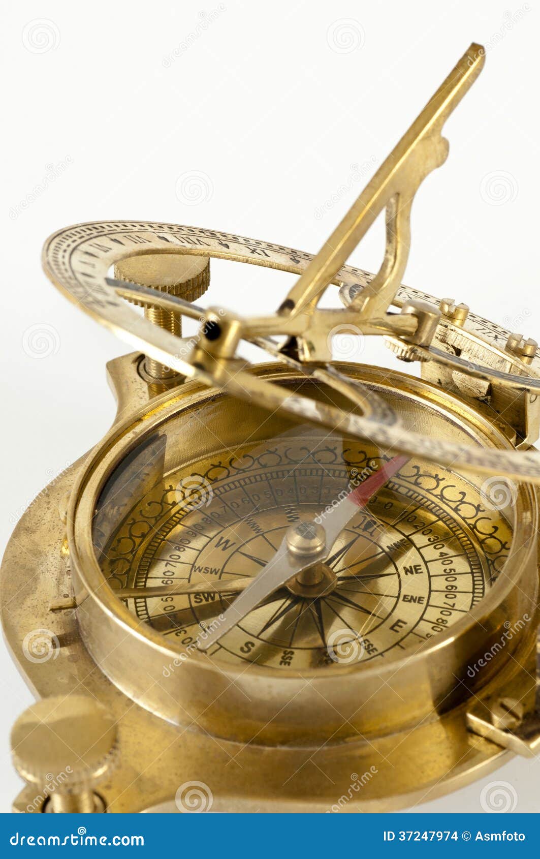 Old brass sextant part. stock photo. Image of history - 37247974
