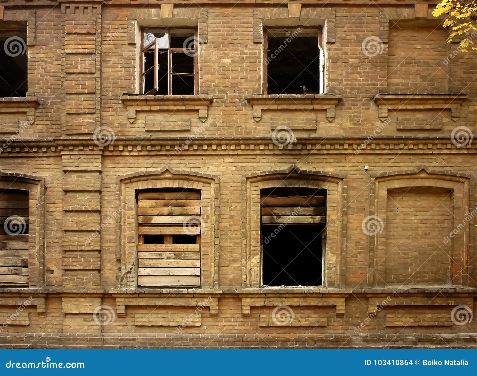 Old Brick Destroyed House Burned Down Stock Photo Image of debris