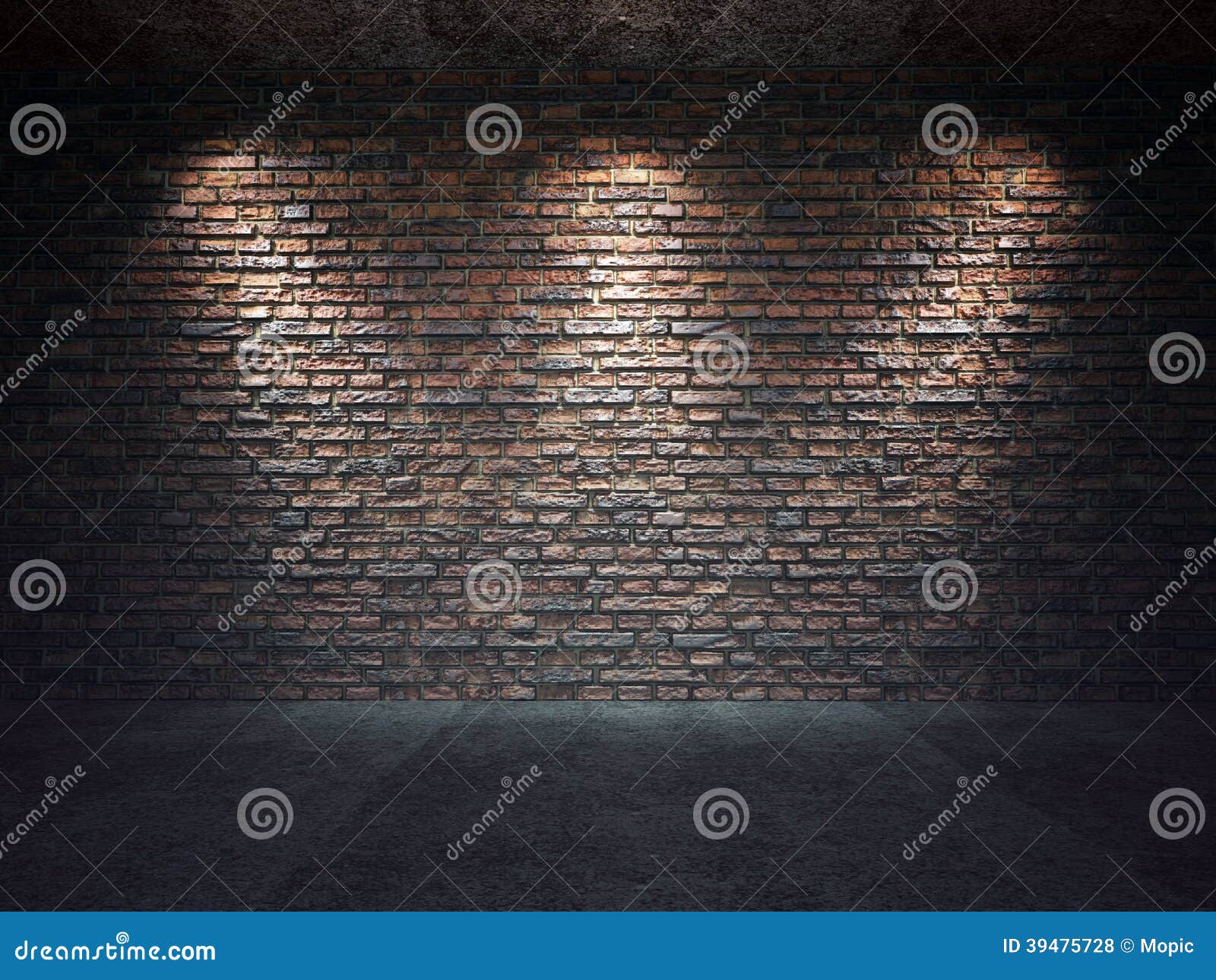 old brick wall illuminated by spotlights