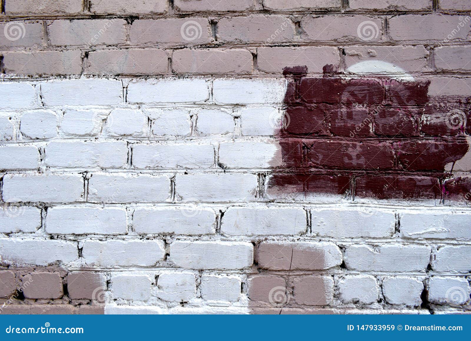 Old Brick Wall with White and Red Paint Stains Stock Image Image of