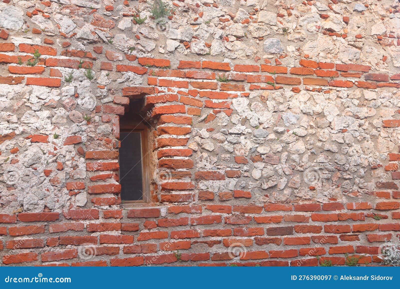 Old Brick Wall with a Window, Old Masonry, Remake. Stock Image Image