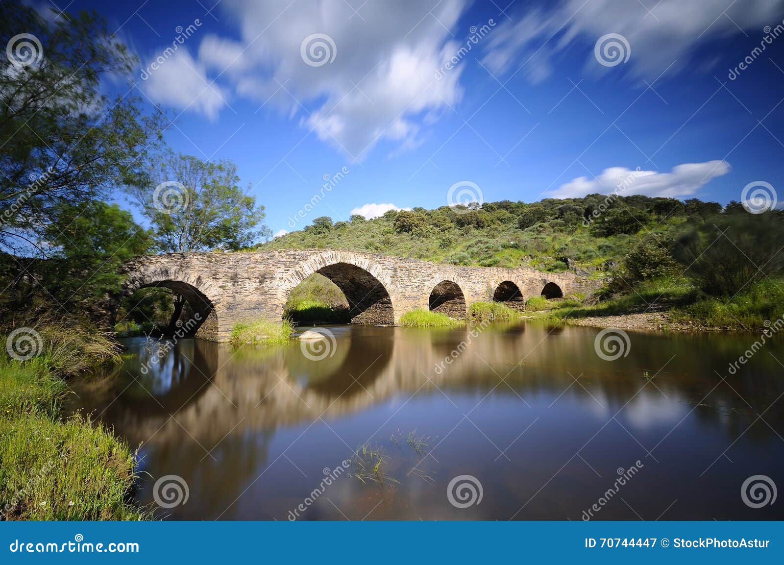 old bridge in torrejon el rubio in caceres.