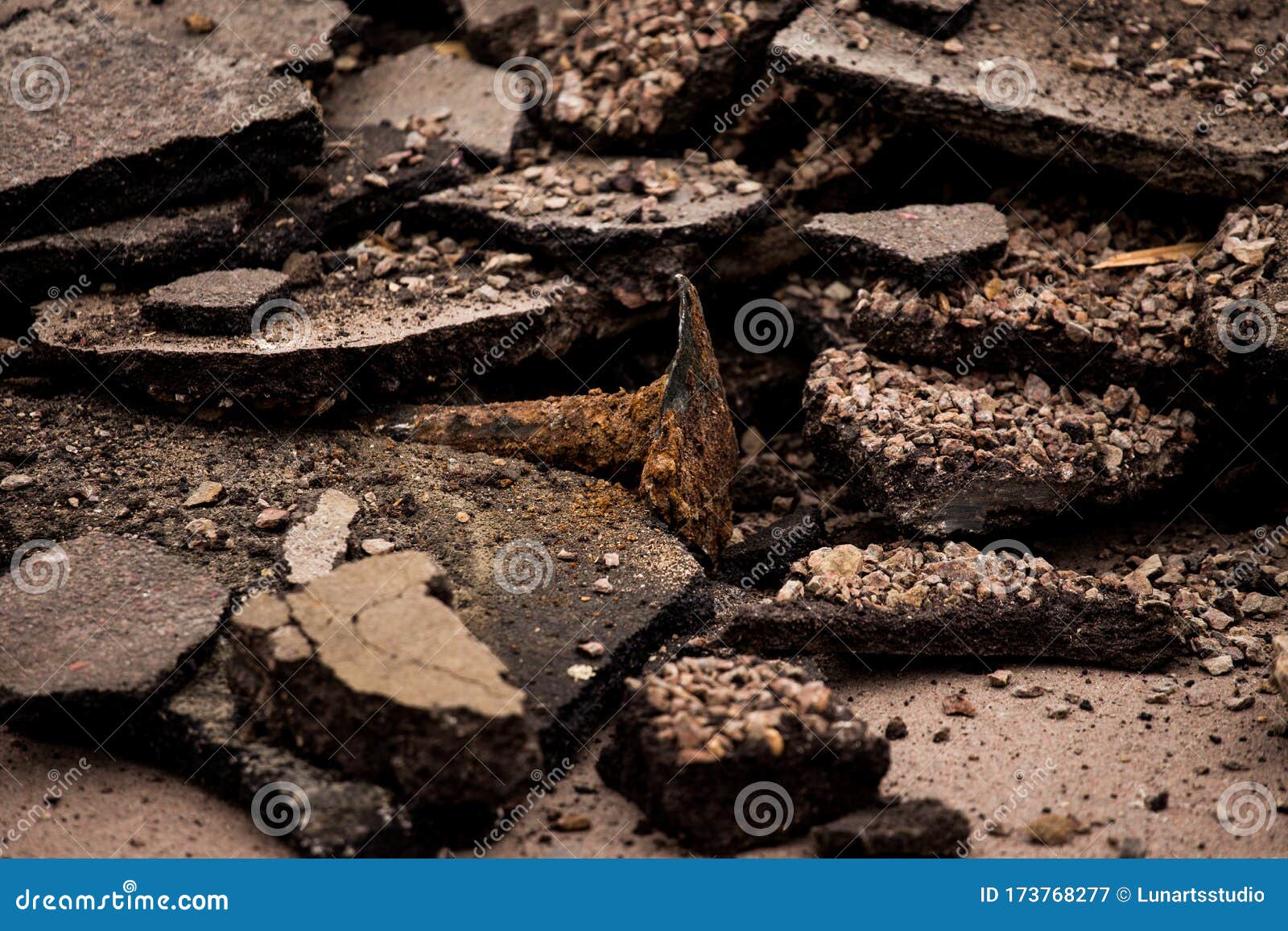 old broken asphalt in the city. road. earthquake, quake, temblor