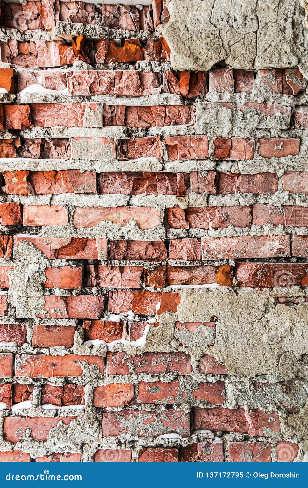 Old and Broken Icy Brick Wall in Snow and Ice Stock Image Image of