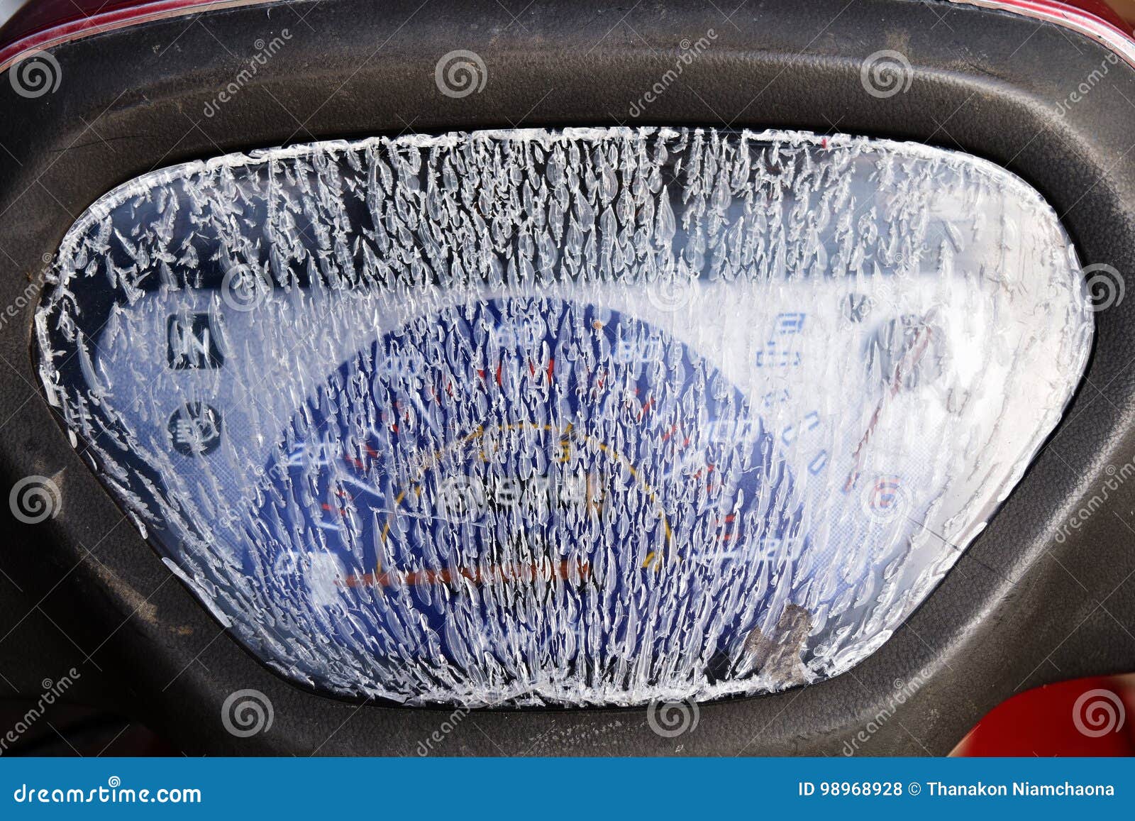 Old Broken Motorcycle Panel after Used a Long Time Stock Photo Image