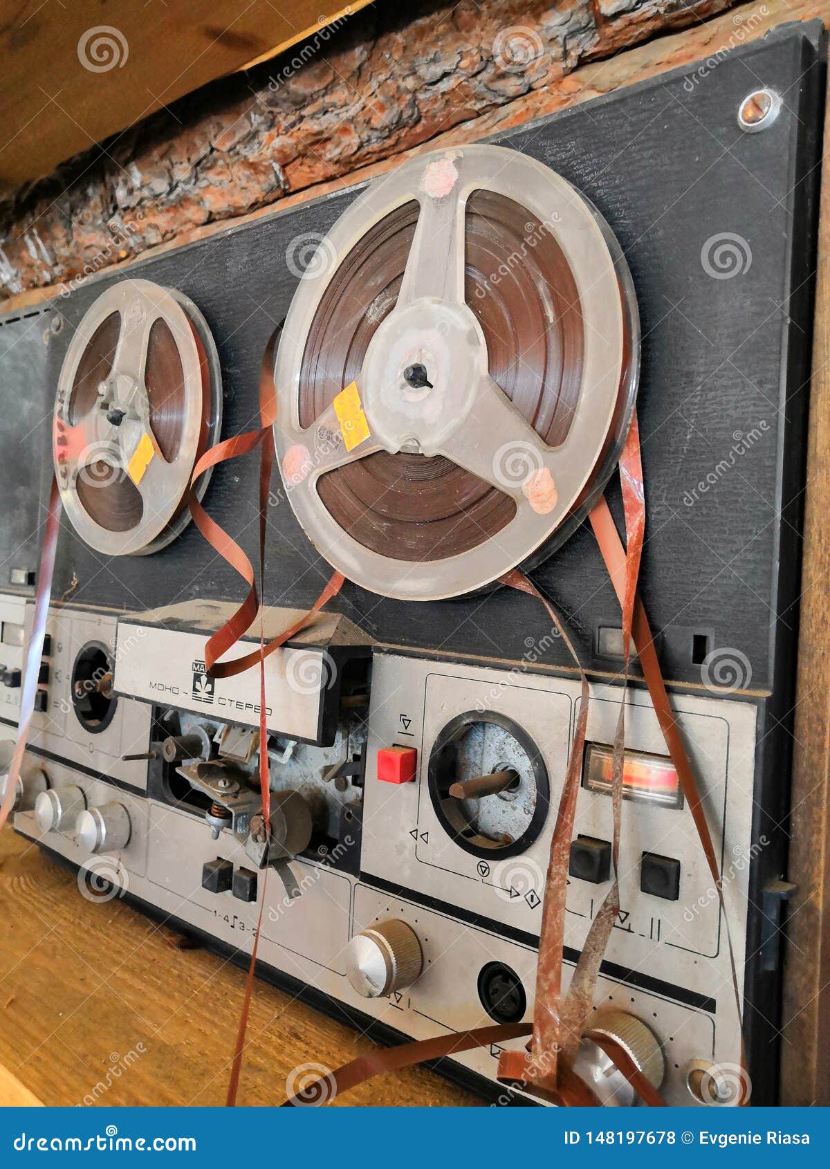 Old Broken Reel. Old Music Center Studio Tape Recorder. the Tape is Wound  on a Reel Bobbin Editorial Stock Photo - Image of famous, cable: 148197678