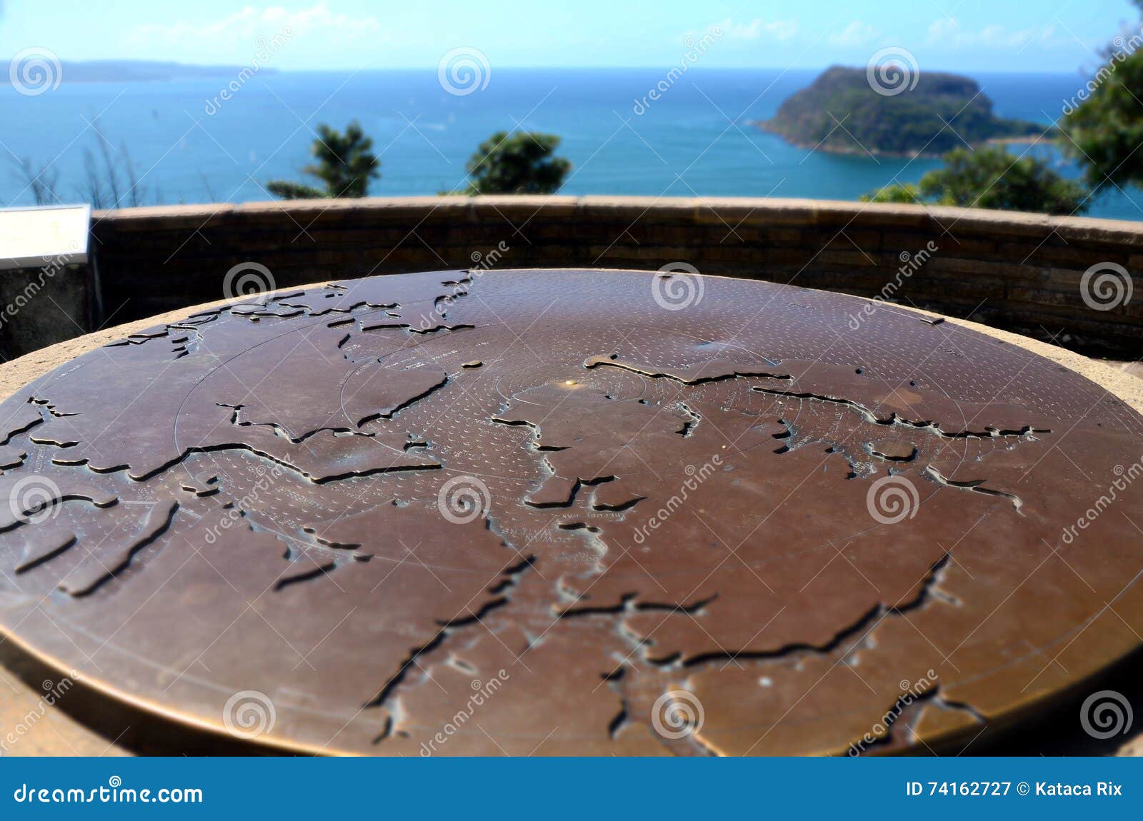 Old Bronze Map At West Head Lookout Stock Image Image Of