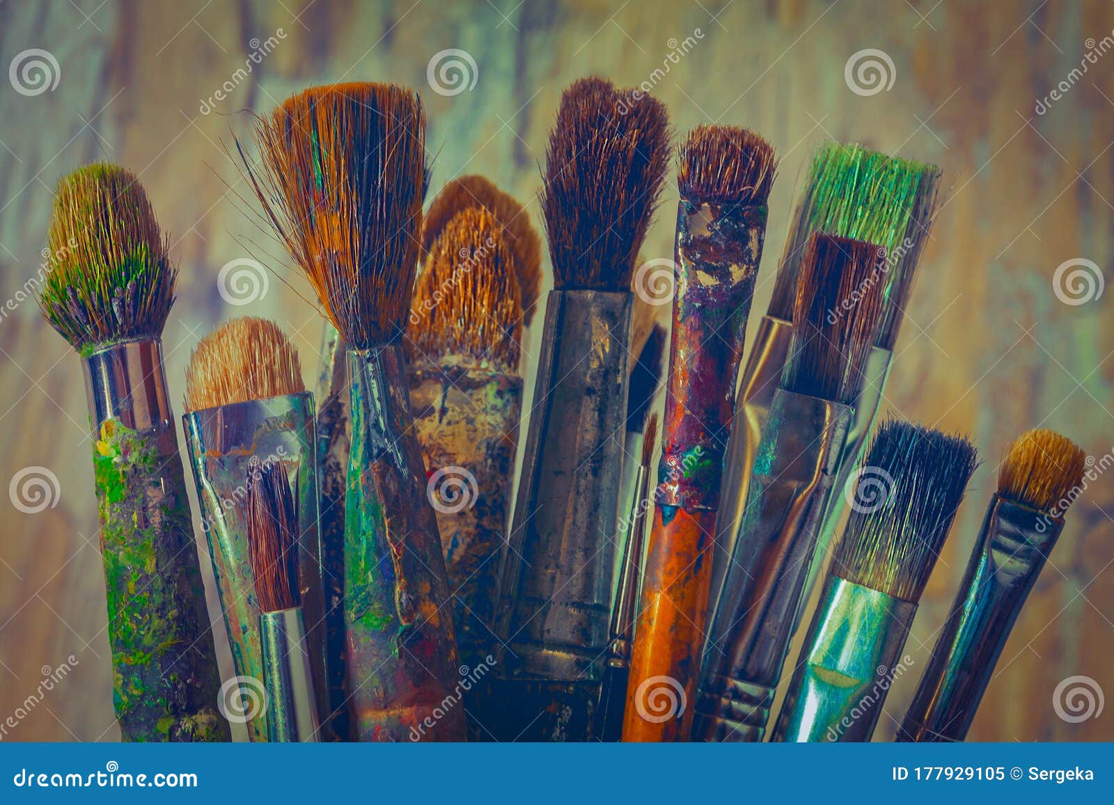 Old paint brushes stock image. Image of equipment, colour 177929105