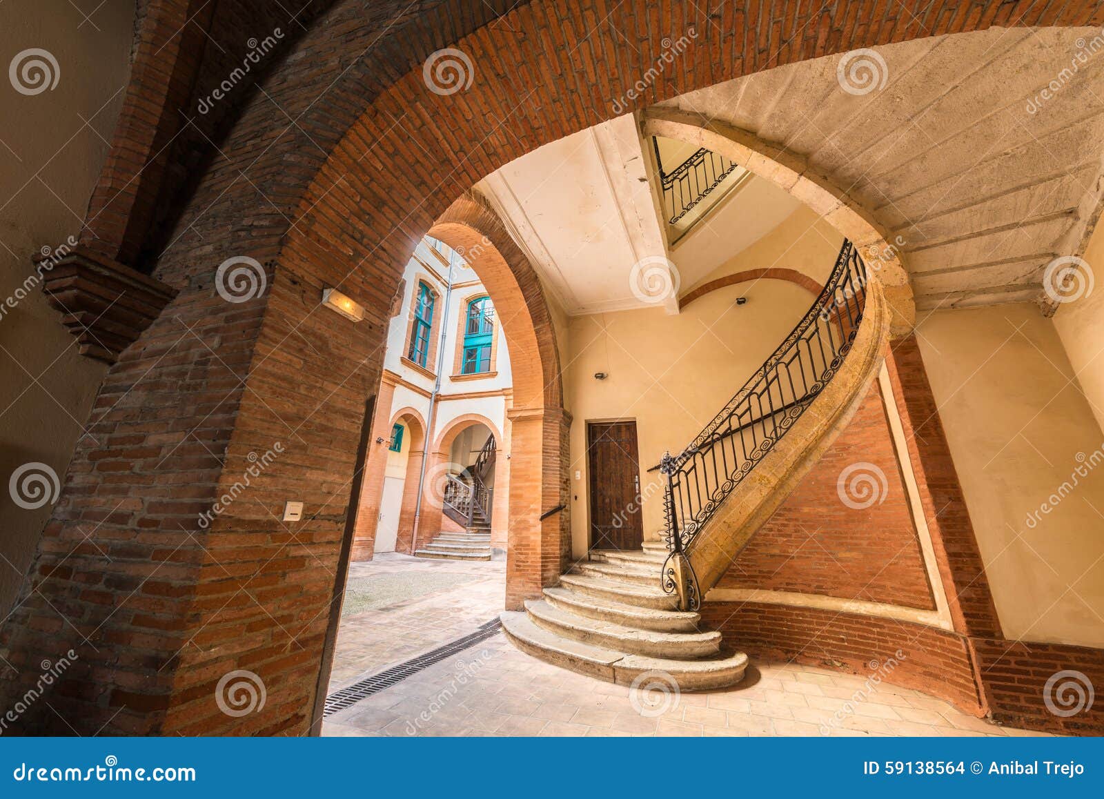 old building courtyard in montauban, france