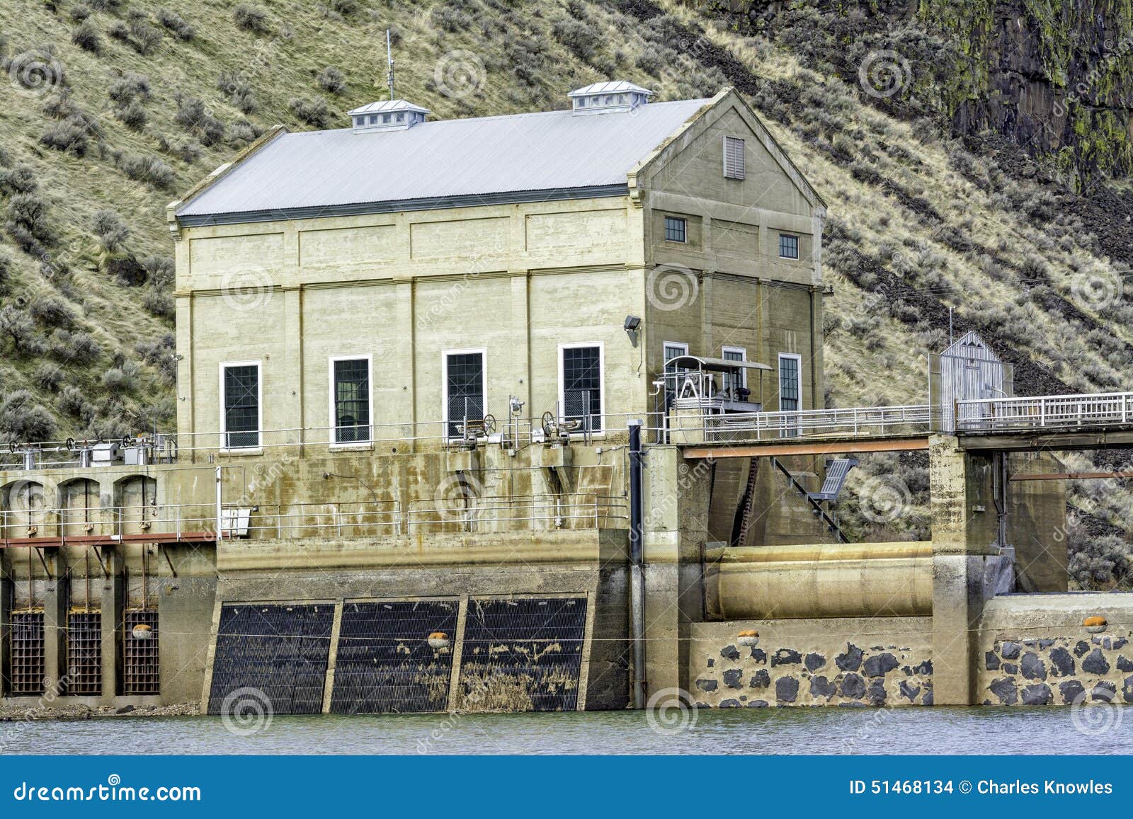 old building that is part of a diversion dam near boise
