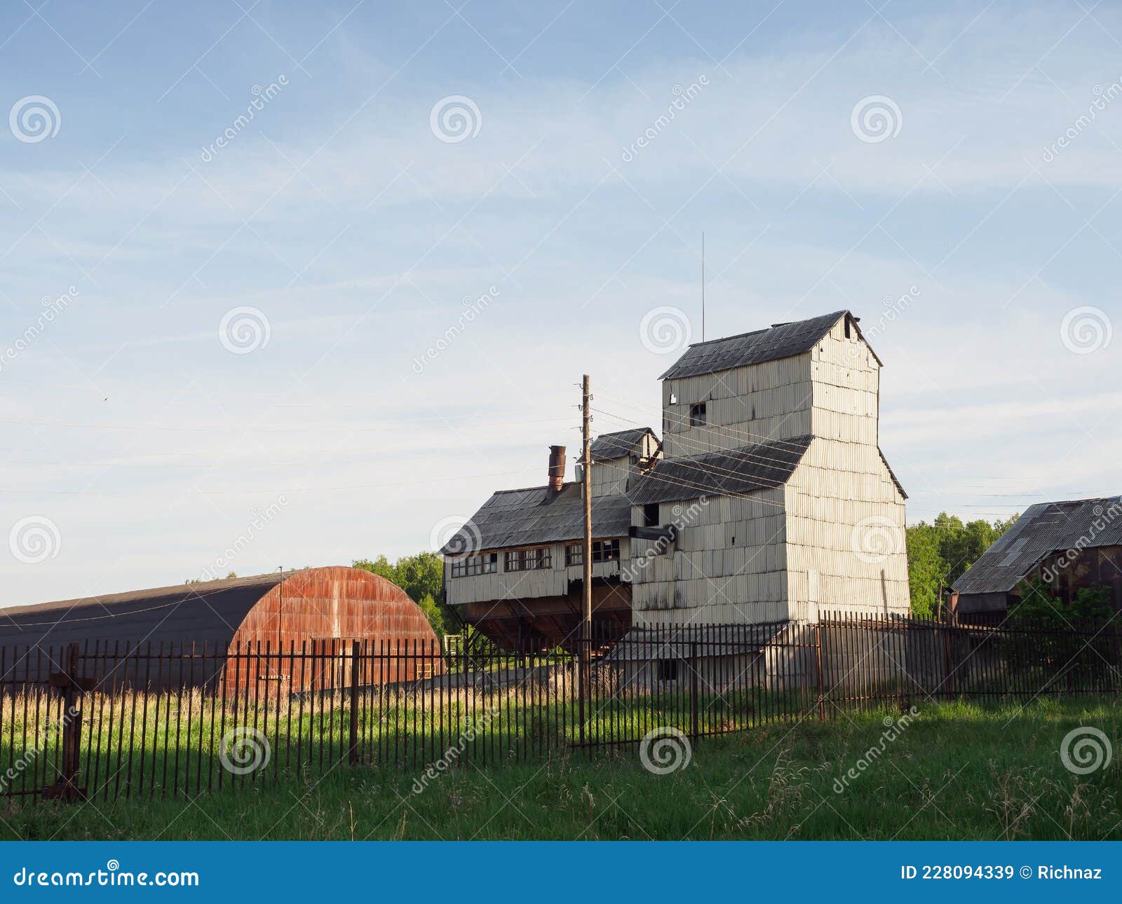Old Buildings for Grain Storage. Storage of Grain Crops, Such As Wheat