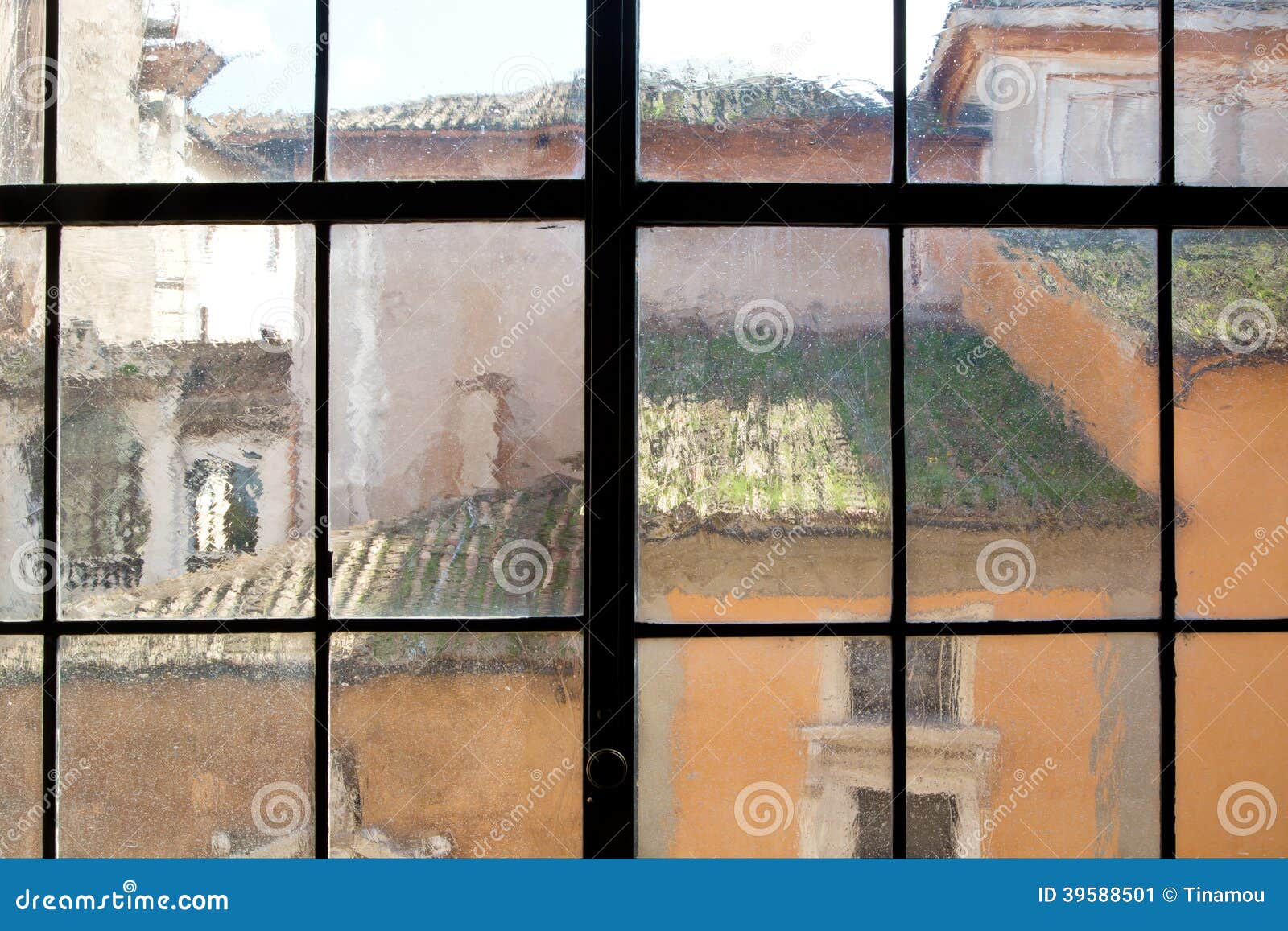 Old Buildings Seen through Ancient Window in Rome Stock Image Image