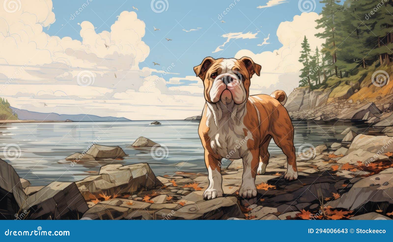 nostalgic bulldog puppy  on british columbia shores