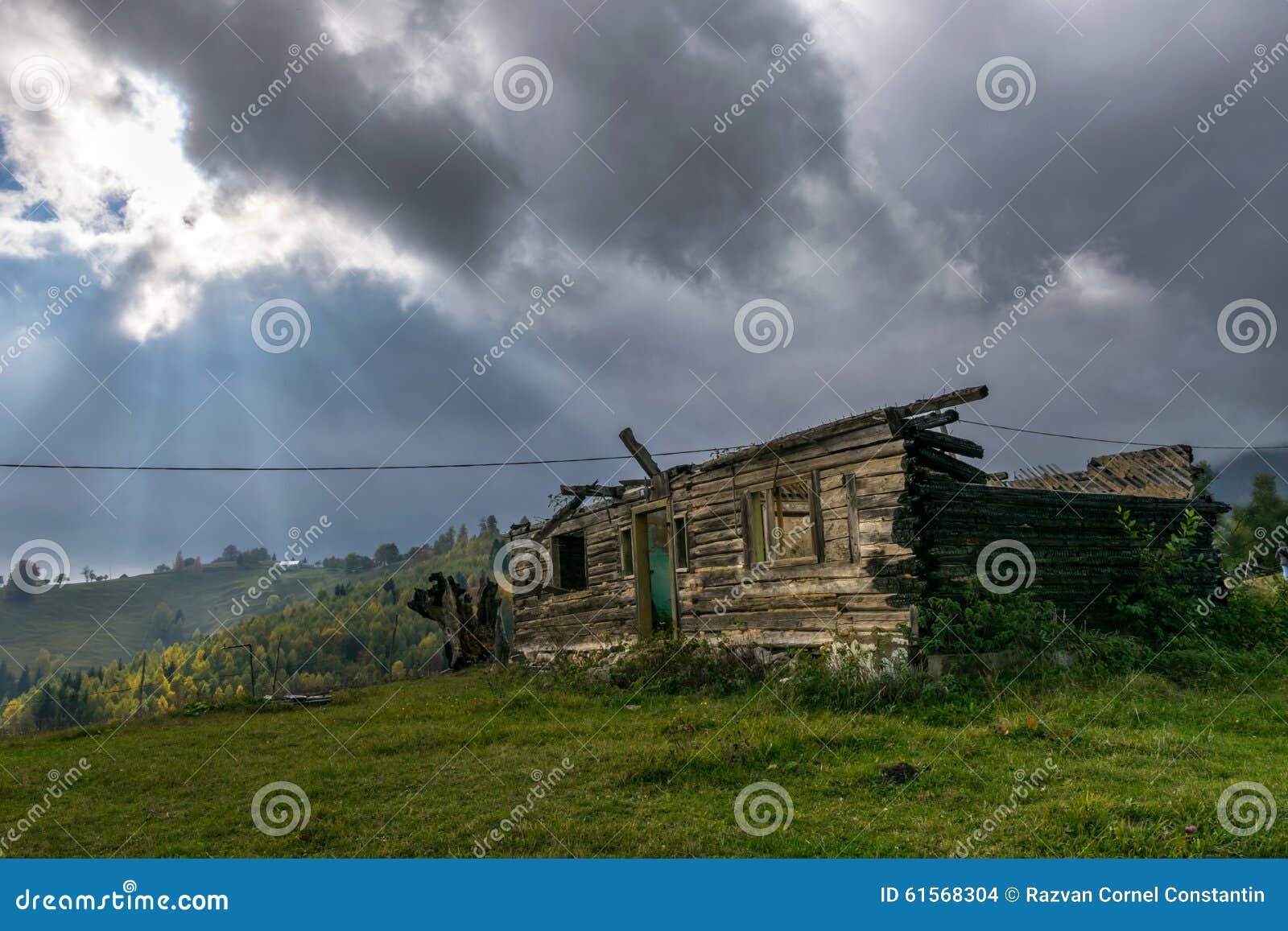 Old Burned and Abandoned House in a Mountain Landscape Stock Photo ...