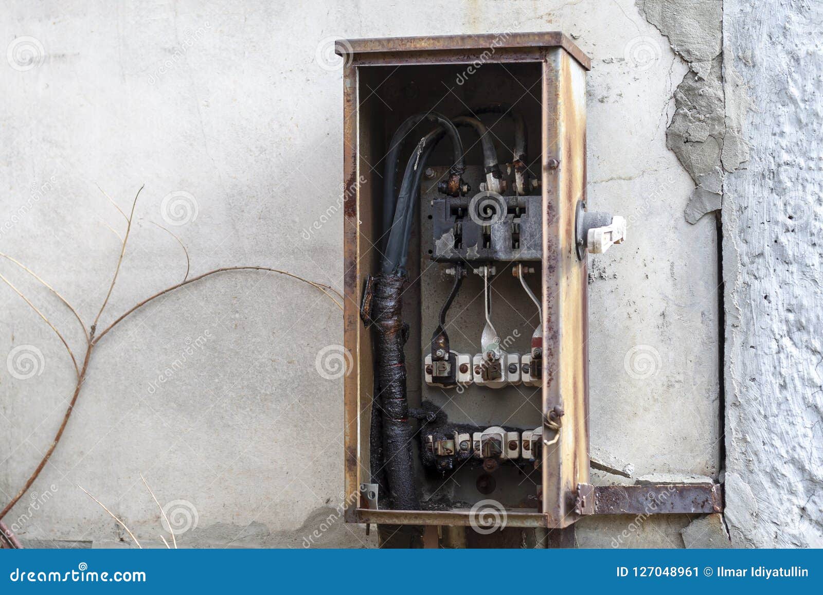 Old Burnt Out Electrical Switch Stock Image Image of safety, retro