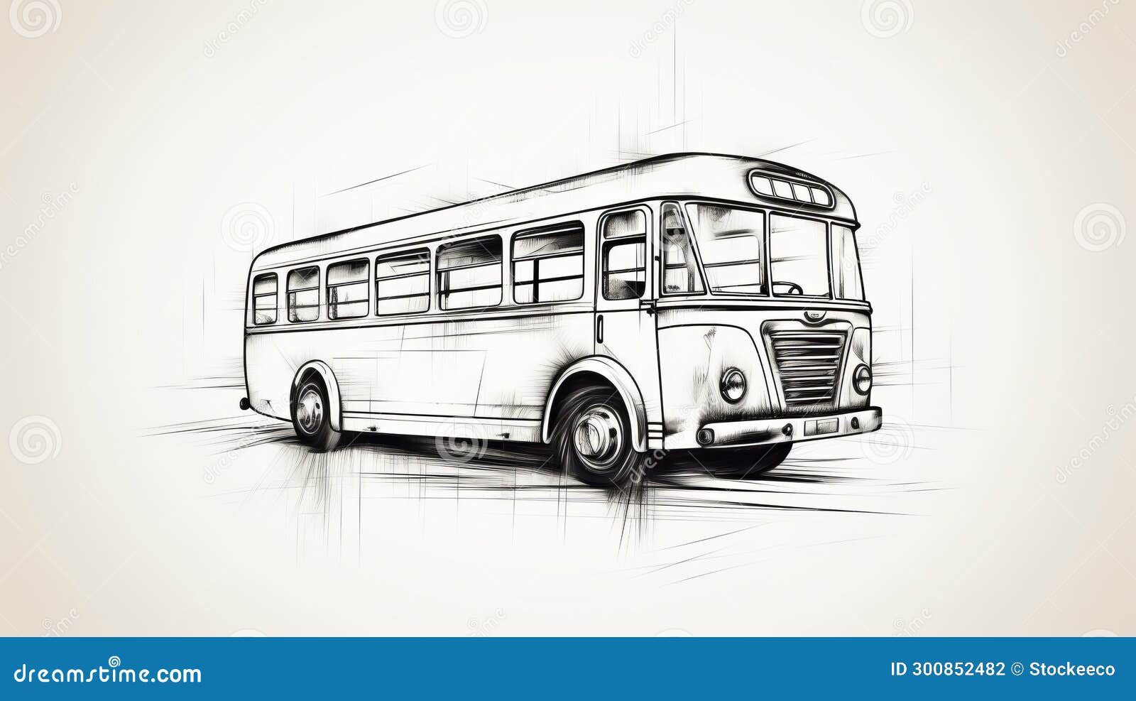 vintage bus : a stylized sketch in graphite realism