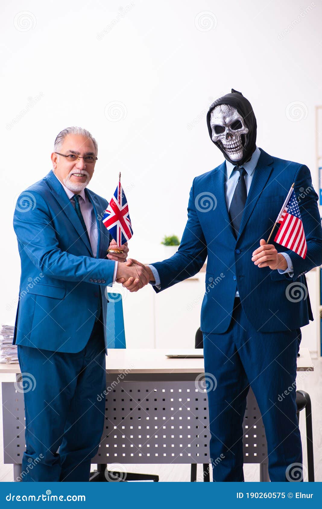 Old Businessman Employee Getting Deal with the Devil Stock Image