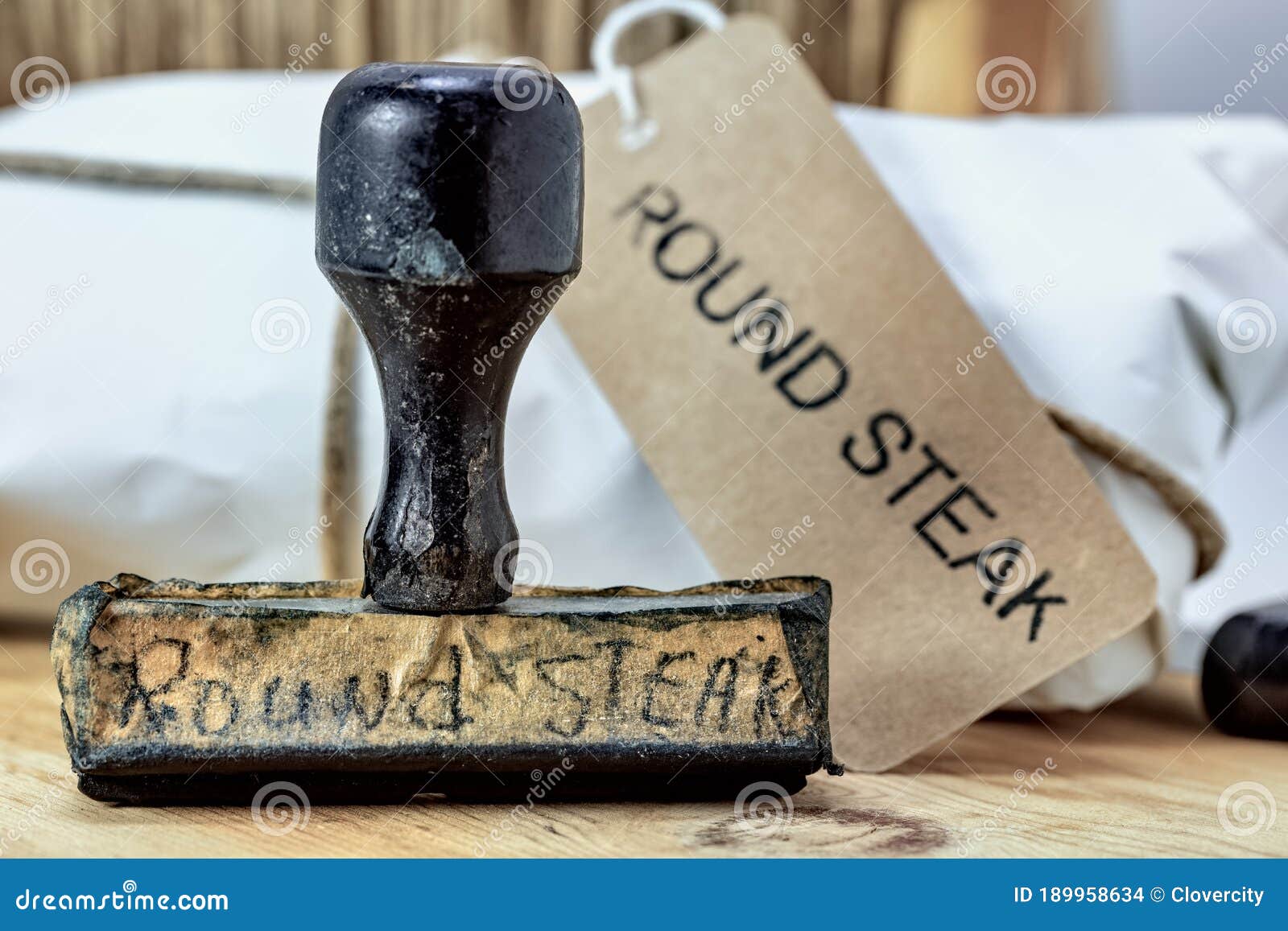 Old Butcher Shop Stamp stock photo. Image of retro, cook 189958634