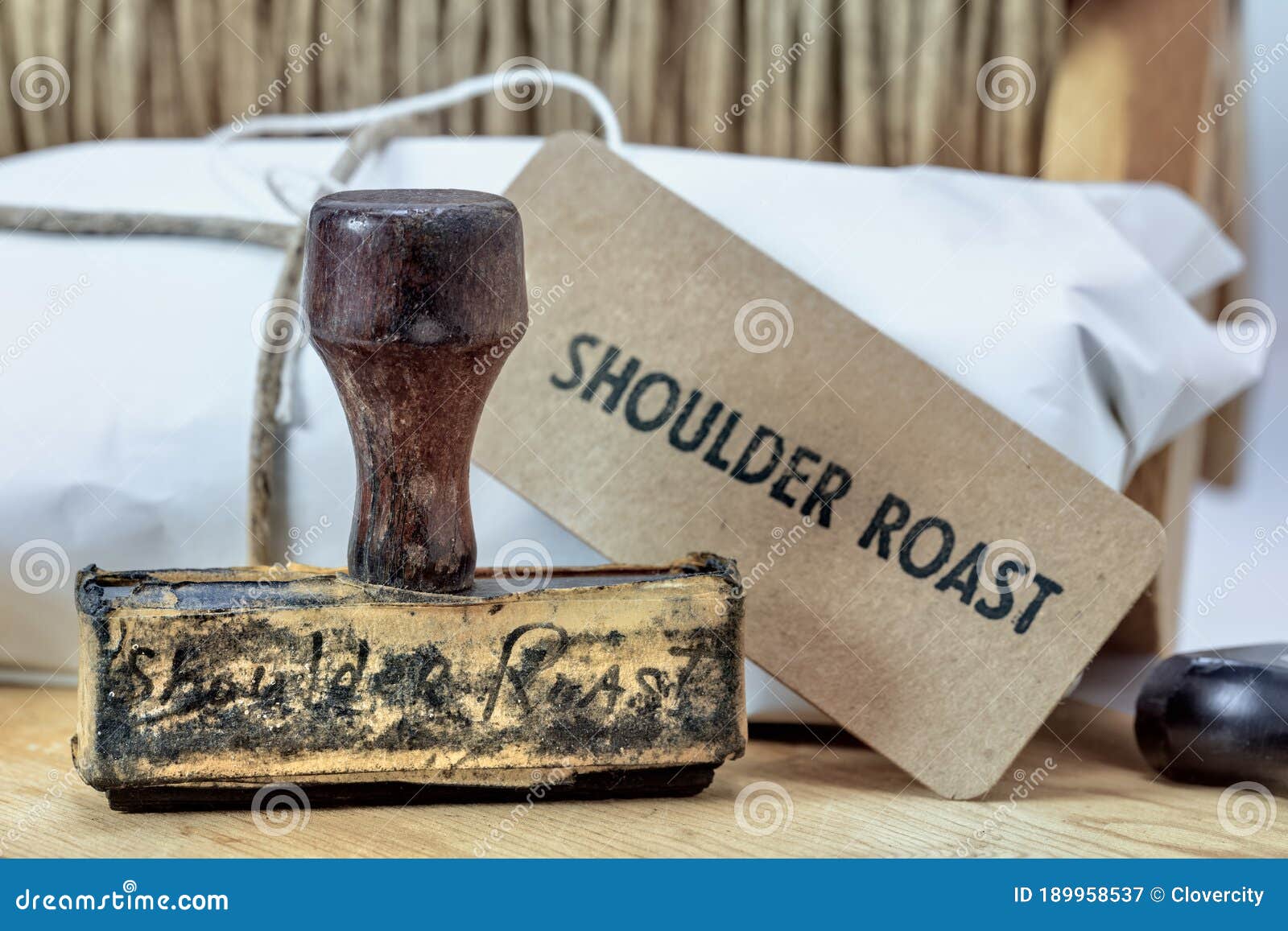 Old Butcher Shop Stamp stock image. Image of meat, ingredient - 189958537