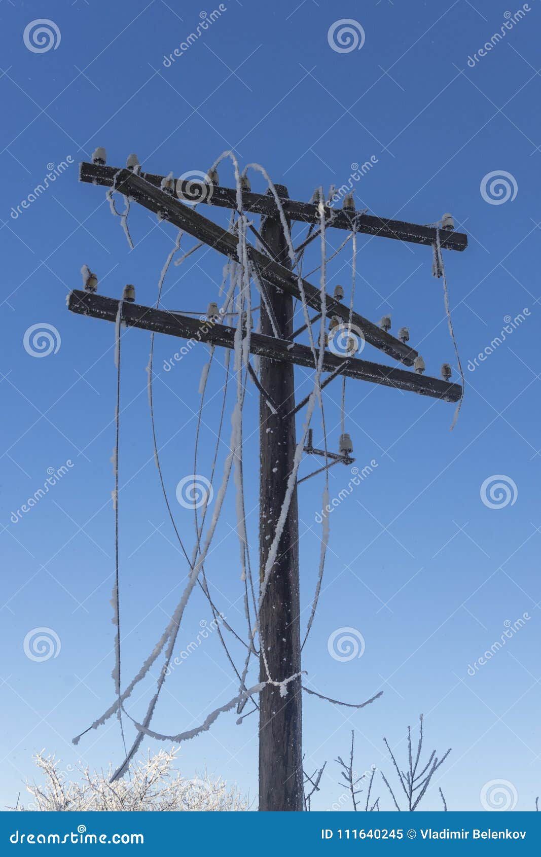 Old cable column in snow stock image. Image of meditation 111640245