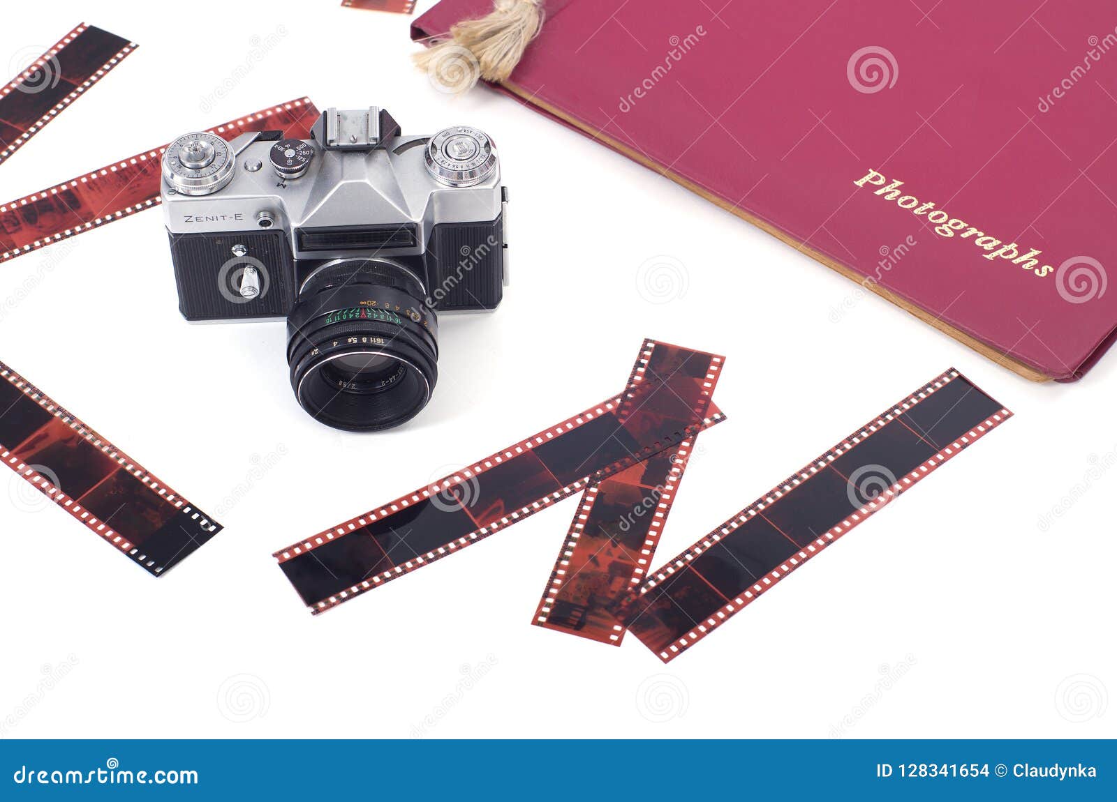 Old Camera, Film and Photo Album. Editorial Stock Image - Image of  photographic, 135mm: 128341654