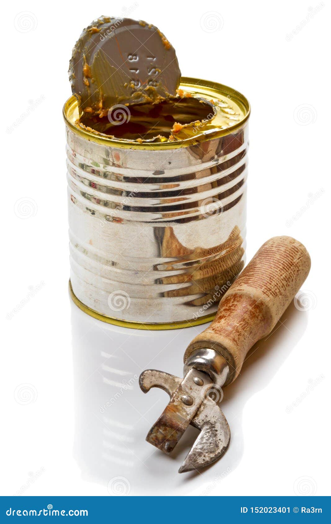Old can opener and tin stock image. Image of condensed 152023401