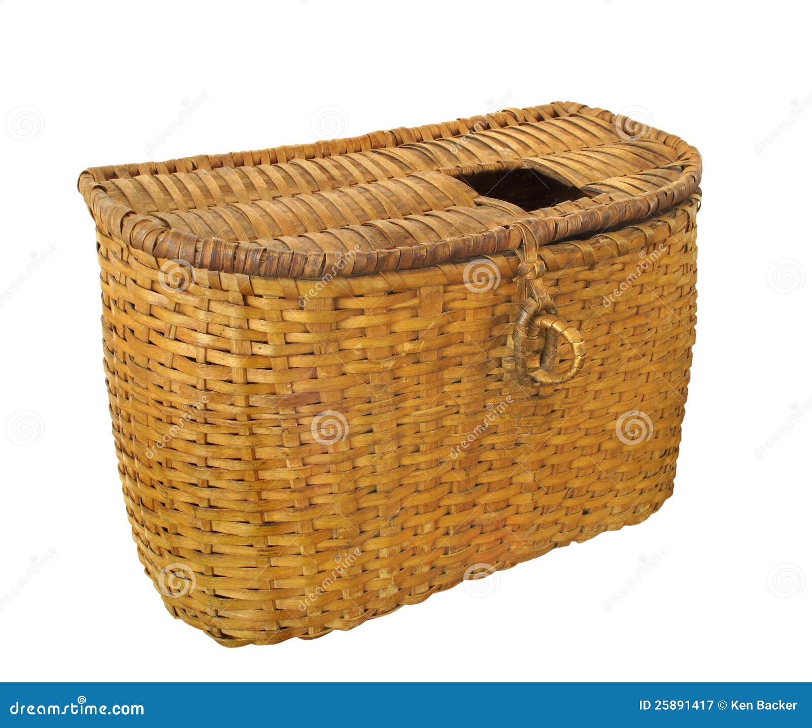 Old Cane Fishing Creel Isolated. Stock Image Image of brown, fishing