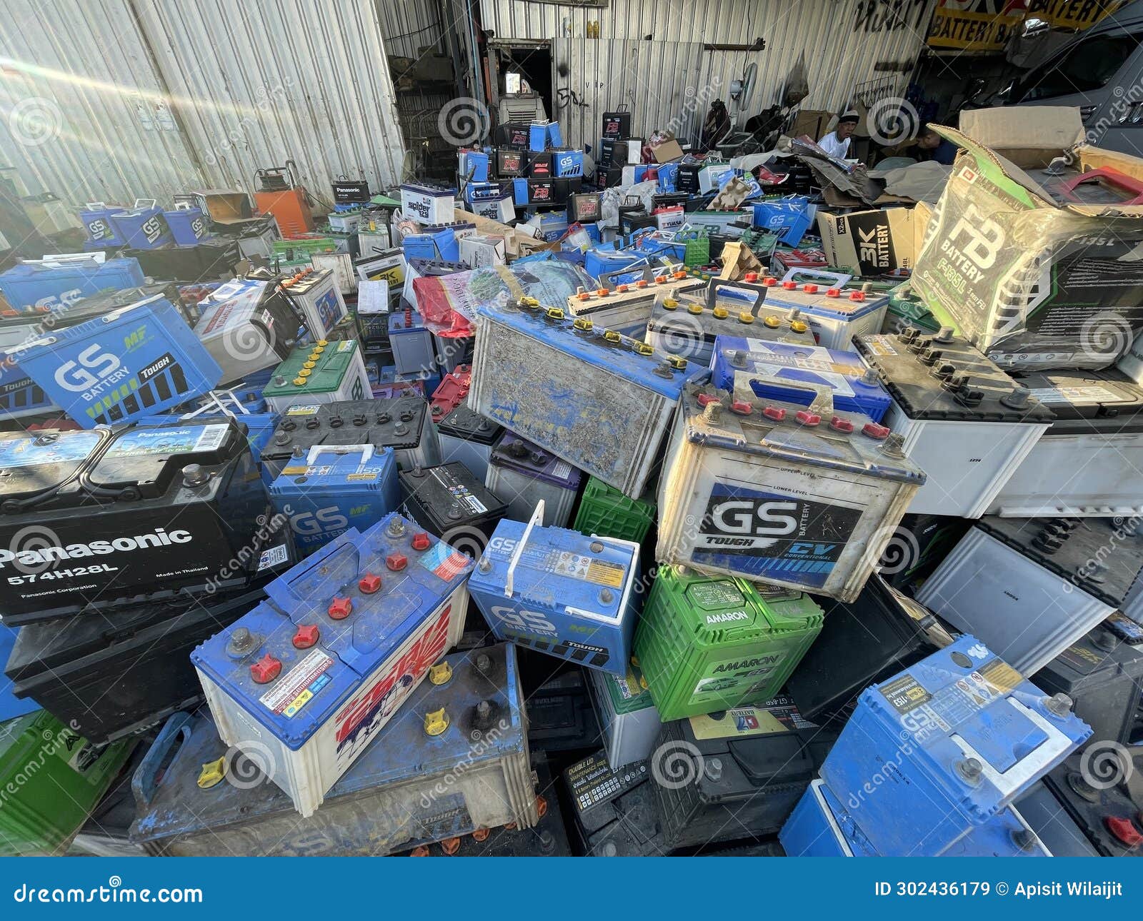 The Old Car Batteries for Recycle in Warehouse. Editorial Stock Image Image of batteries