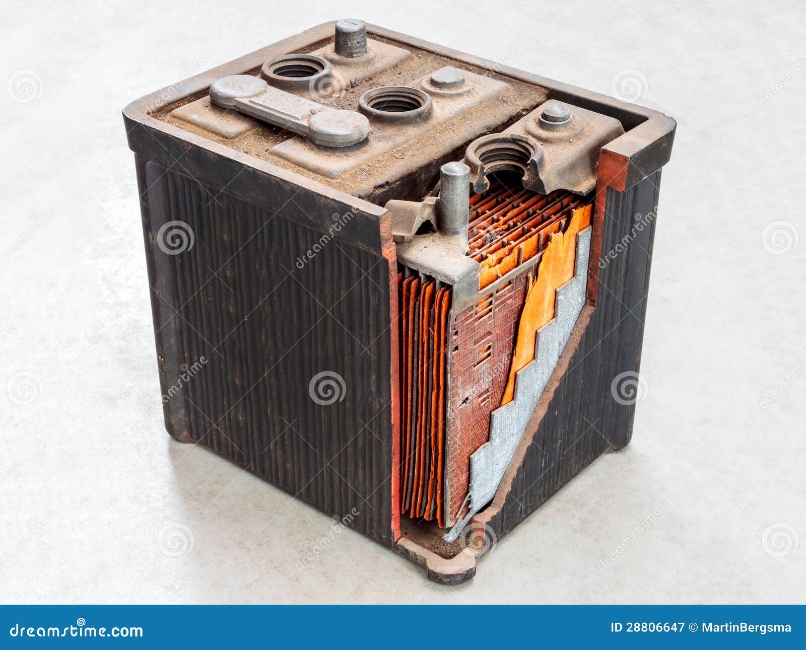 Old Car Battery With Partly Opened Body Royalty Free Stock ...
