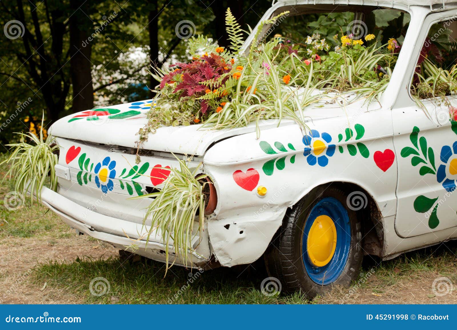Old car stock photo. Image of flowers, city, arrangement - 45291998
