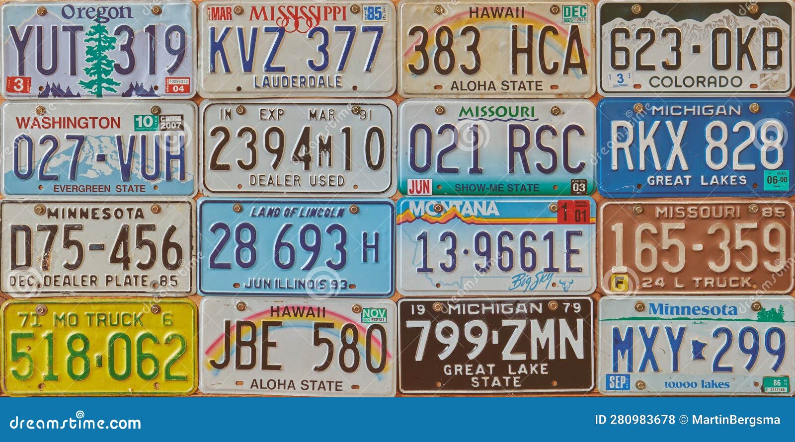Old Car License Plates on a Wall in Drempt, the Netherlands Editorial