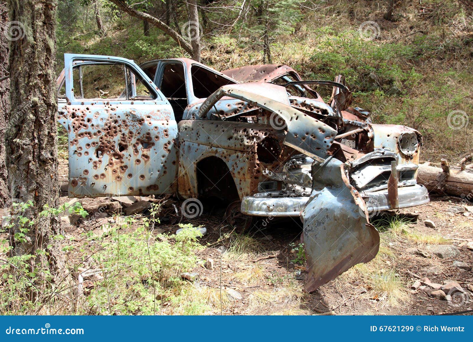 Old Car In Mountains At Miner S Cabin Near Prescott Arizona Stock