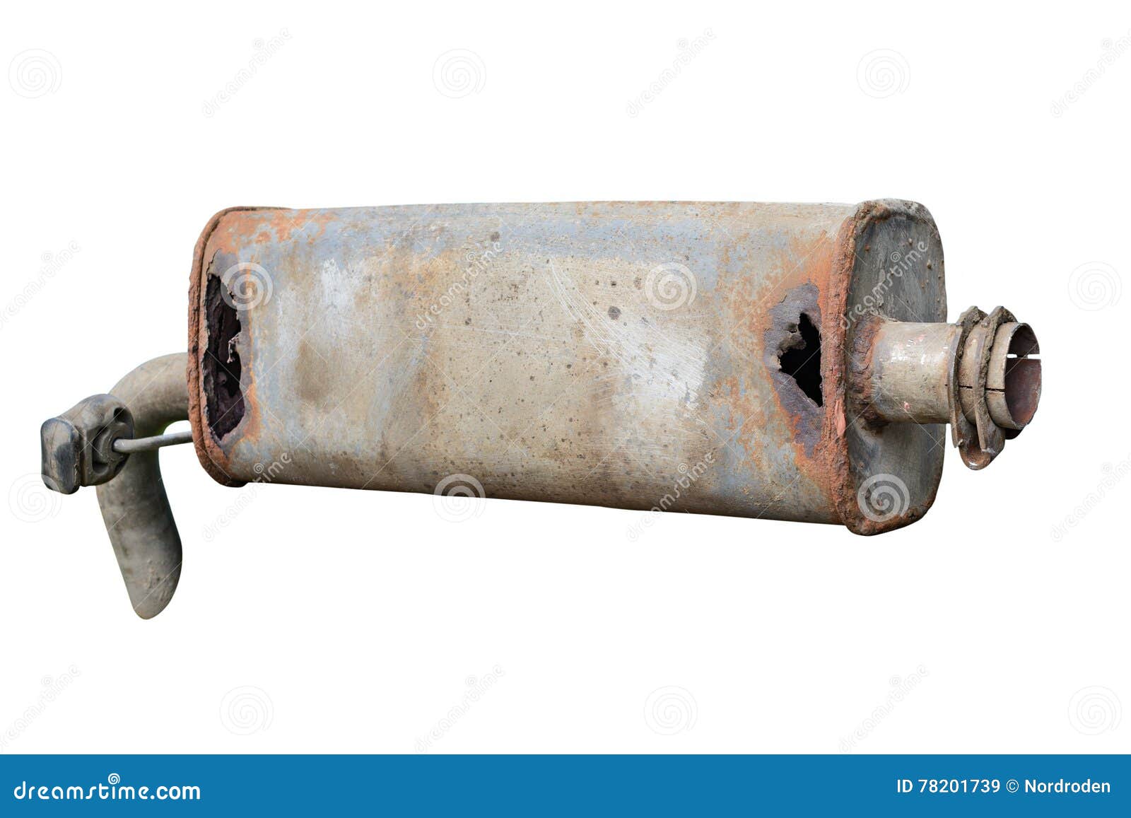 Old Car Muffler. Front and Corrosion Damage. Stock Image Image of