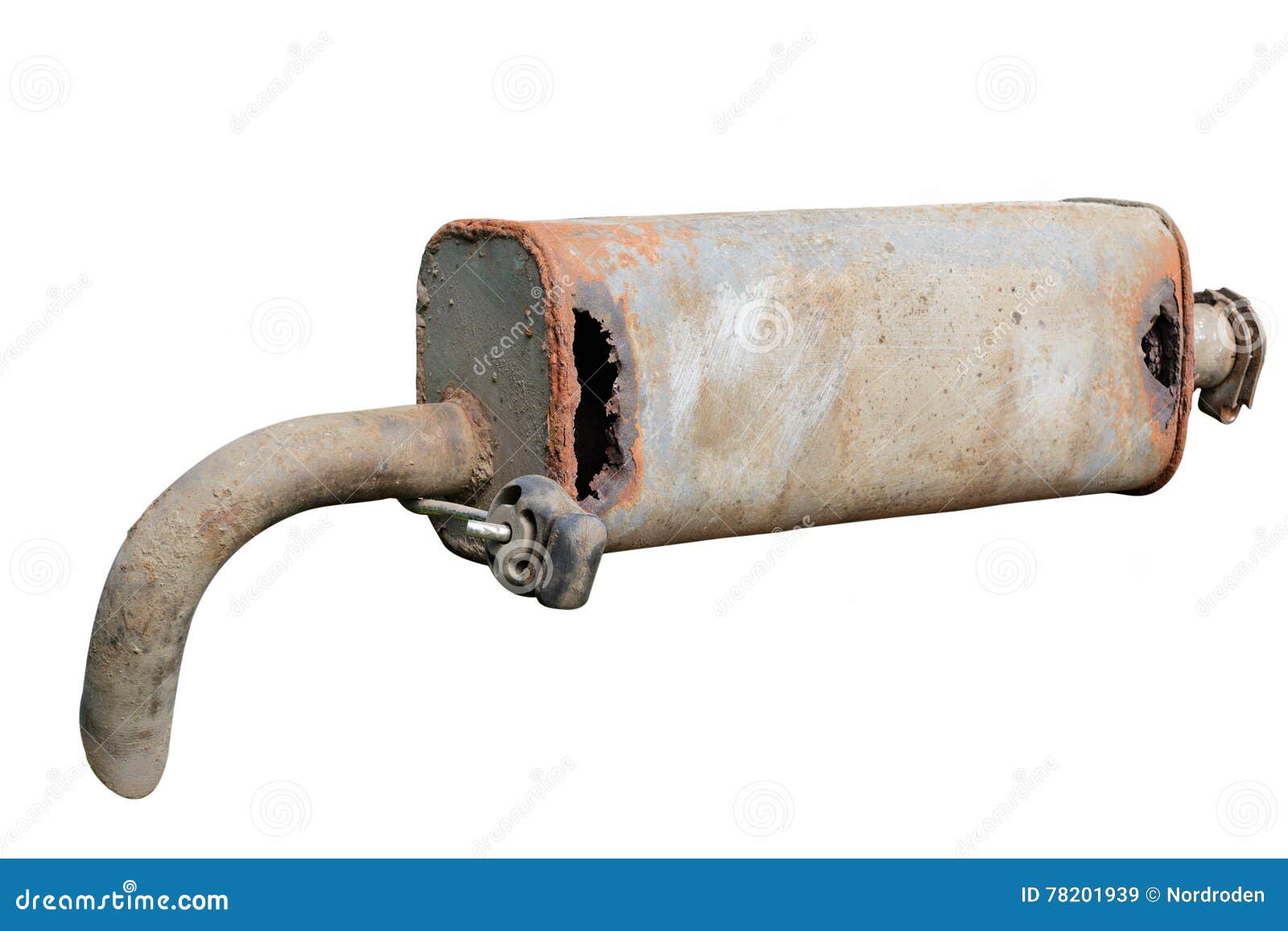 Old Car Muffler. Front and Corrosion Damage. Stock Image Image of