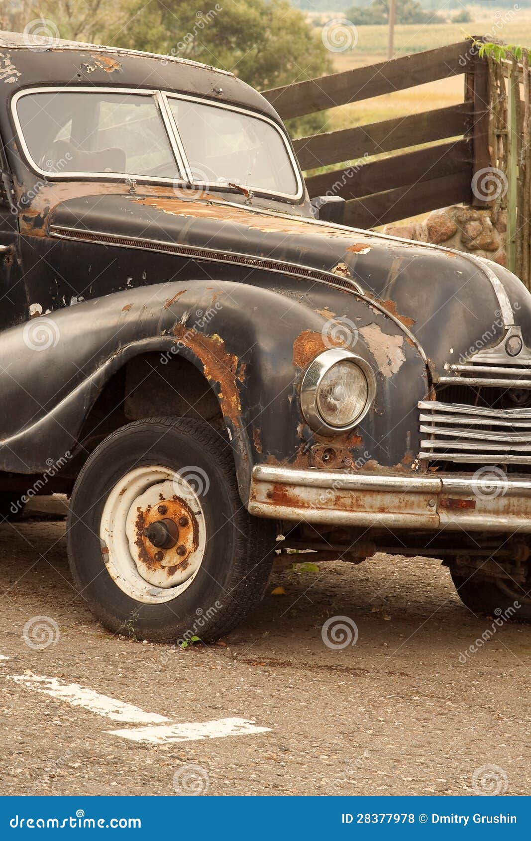 Old car in the parking lot stock photo. Image of color - 28377978