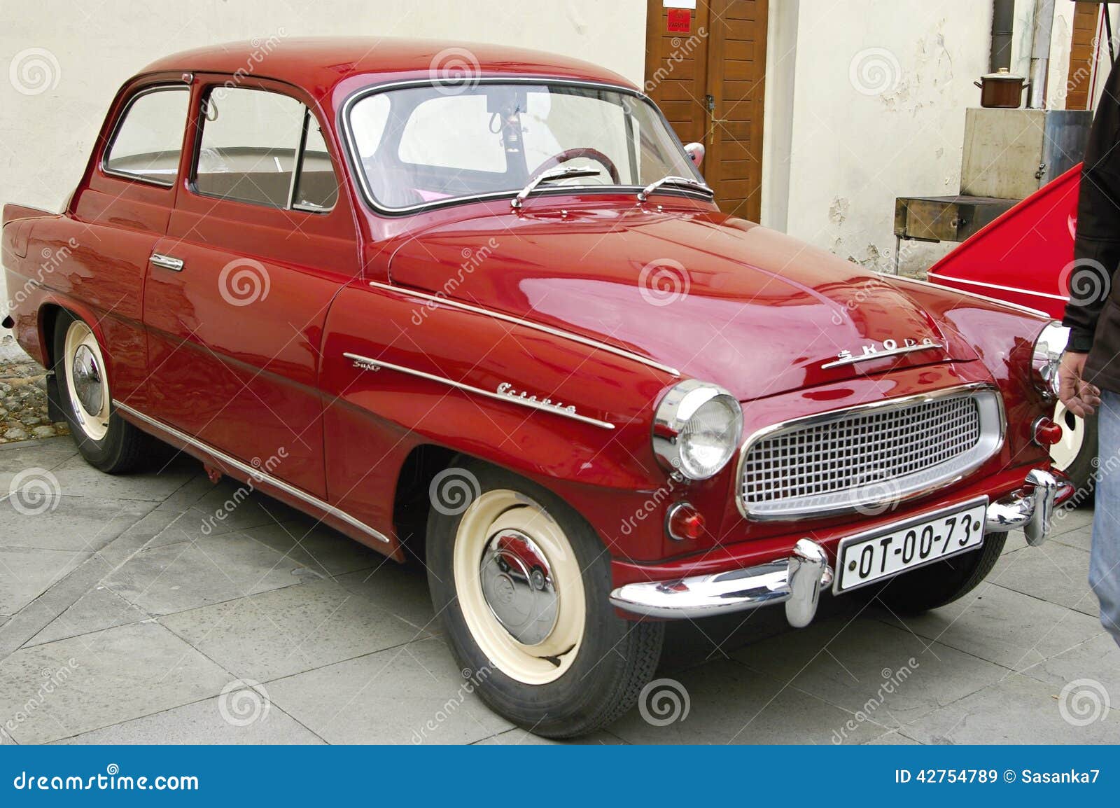 Old car red SKODA editorial stock image. Image of meeting - 42754789