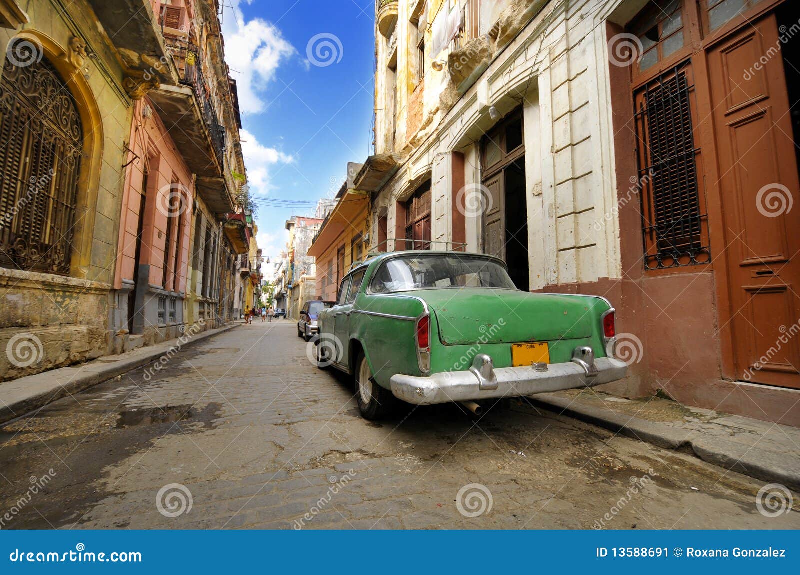 old car in shabby havana street, cuba