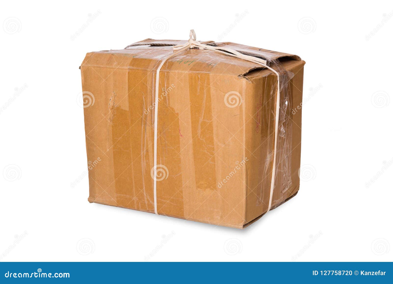Old Cardboard Box Tied with a Rope Stock Photo - Image of