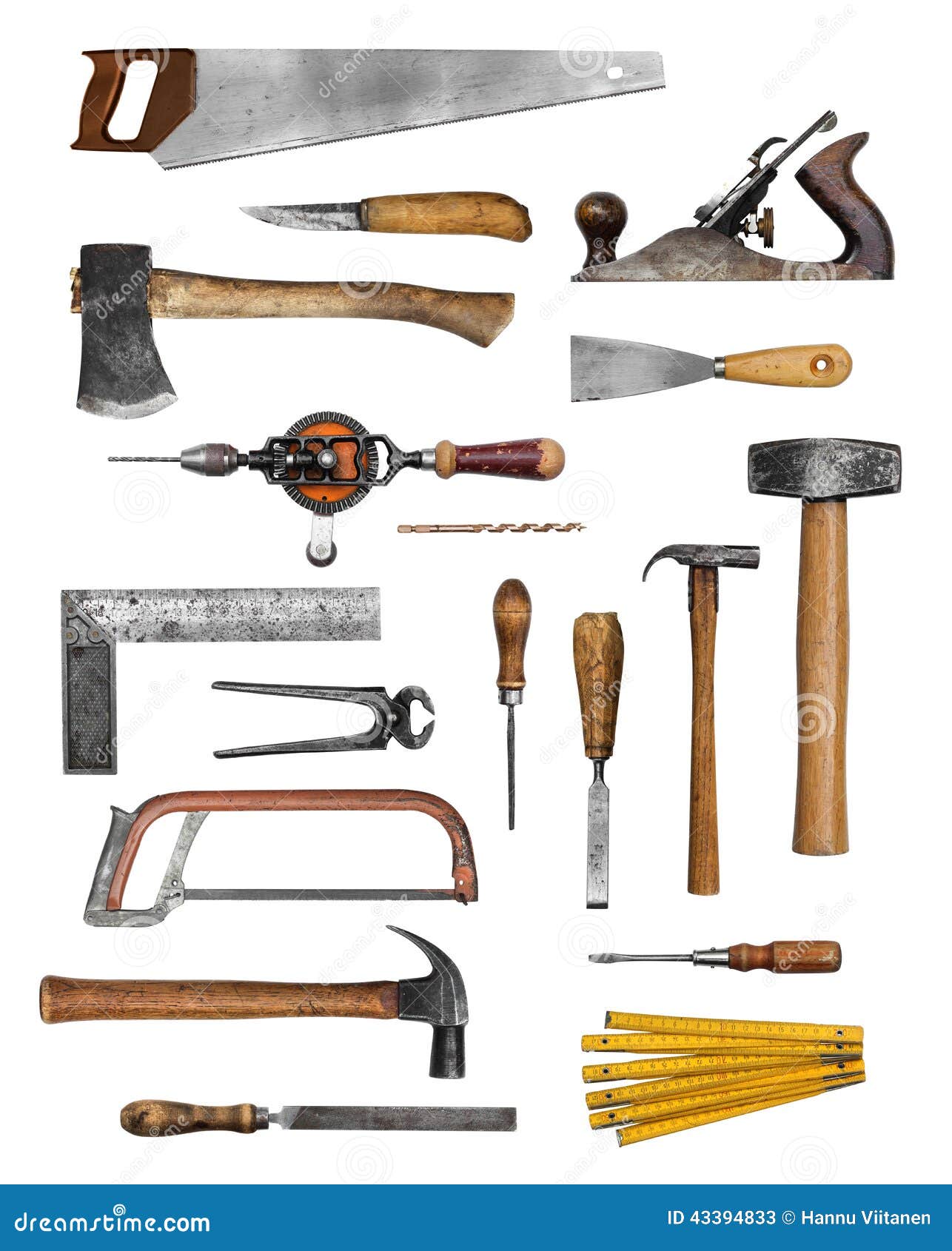 Old carpenter hand tools stock image. Image of drill ...