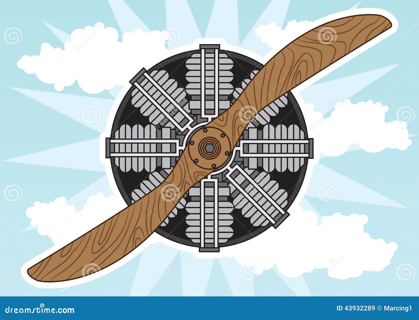 Old Cartoon Propeller with Engine Stock Vector Illustration of vector